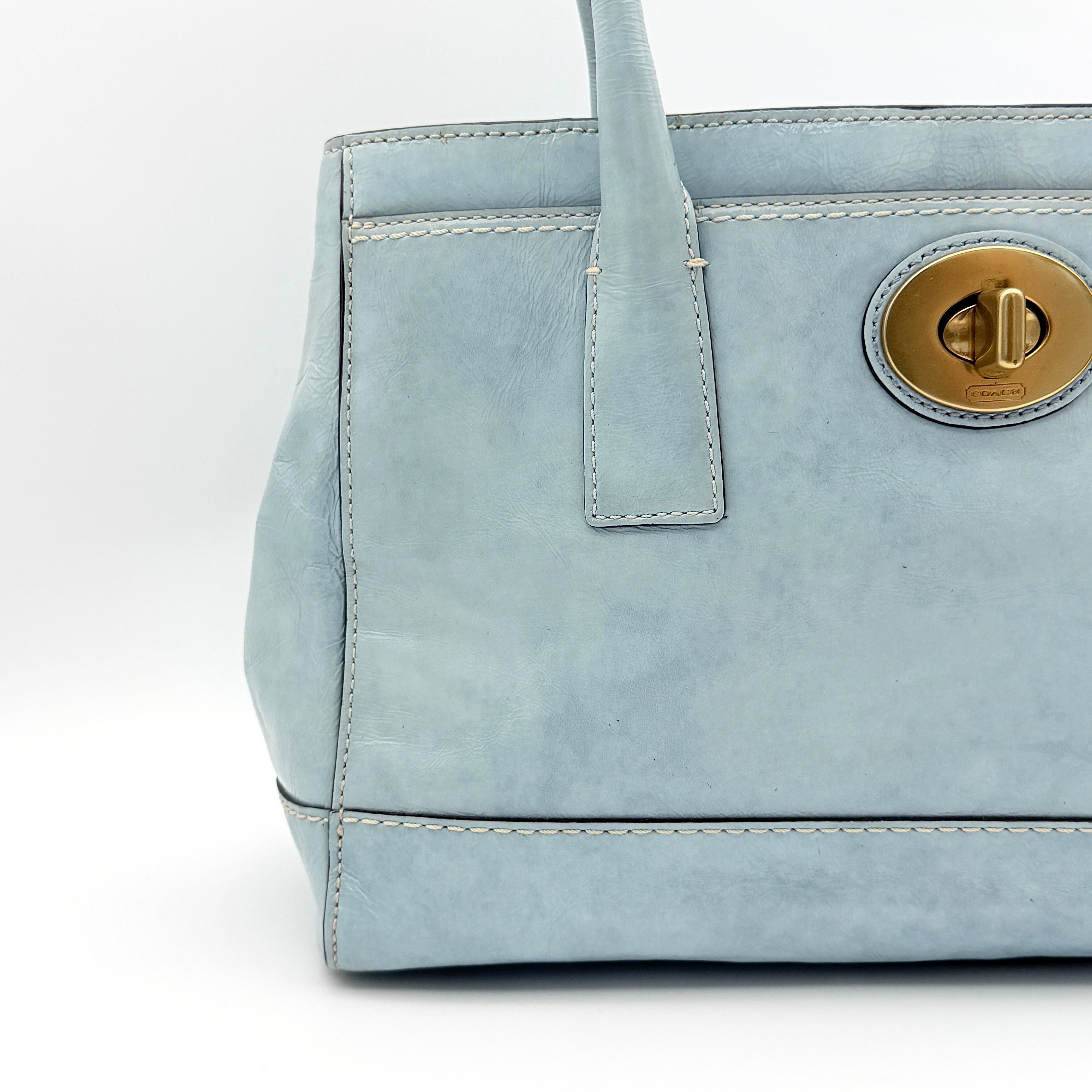 Coach Madeline Turnlock Handbag Baby Blue