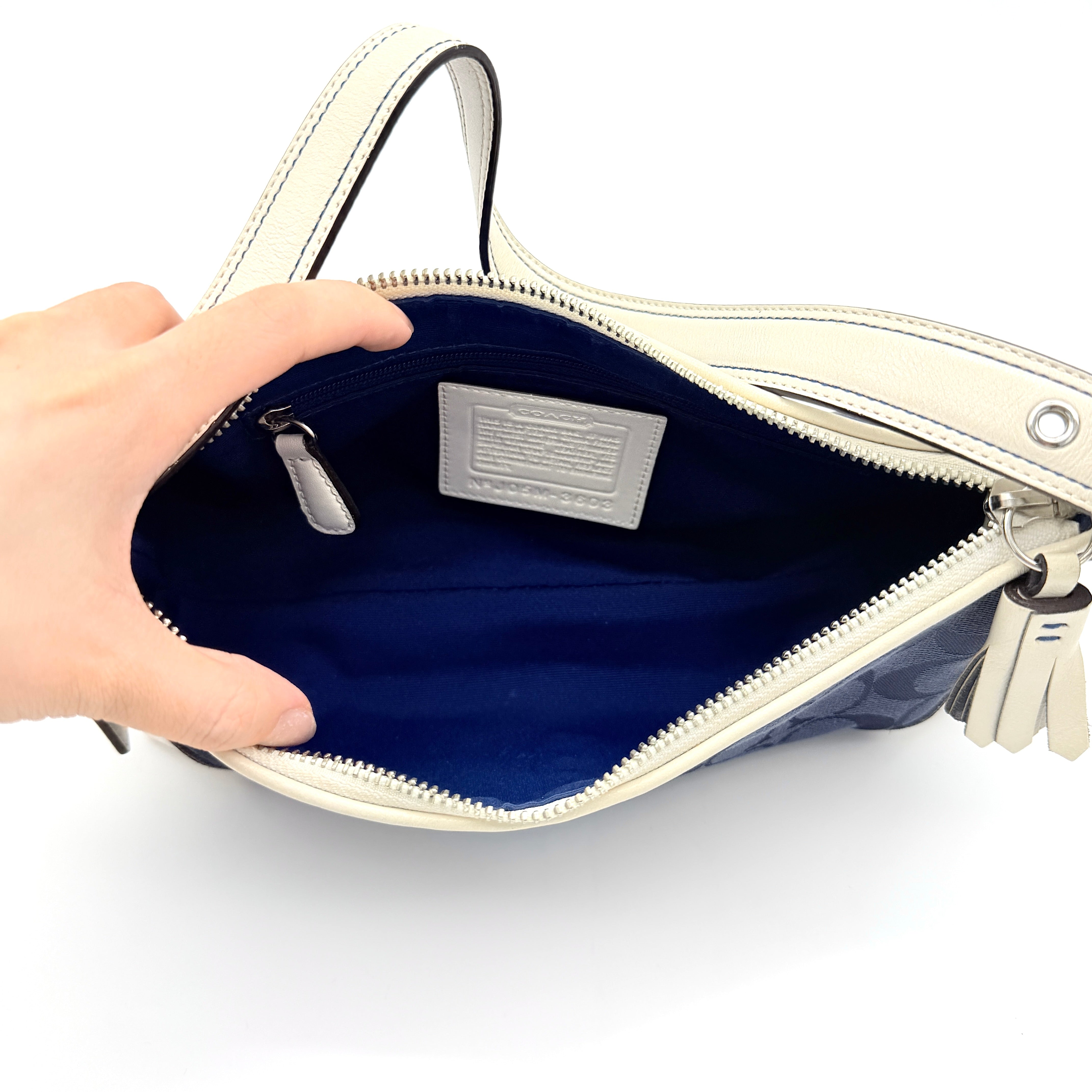 Coach Y2K Hampton Demi Baguette Shoulder Bag Navy/Ivory