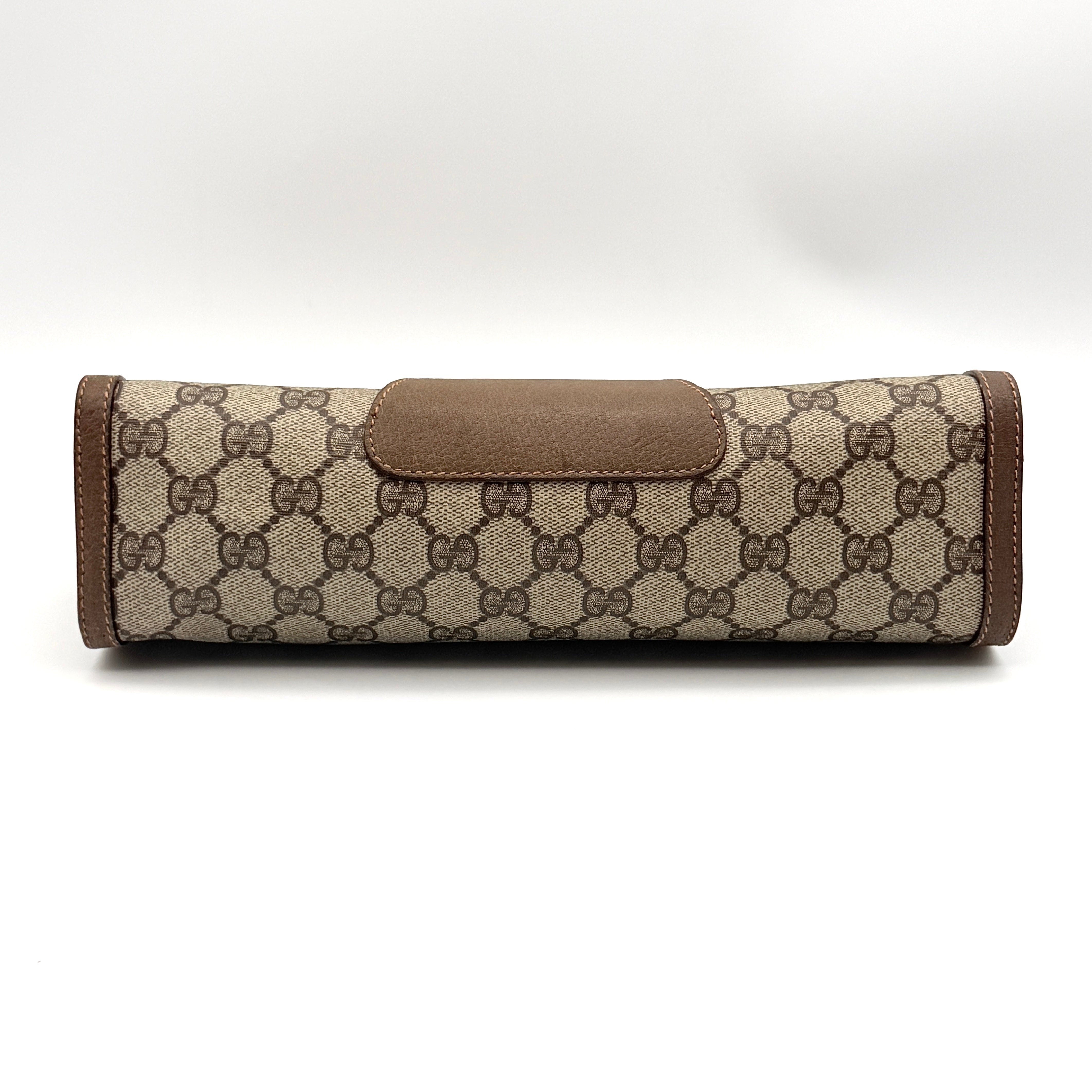 Gucci GG Supreme Web Sherry Line Clutch Bag Beige/Brown