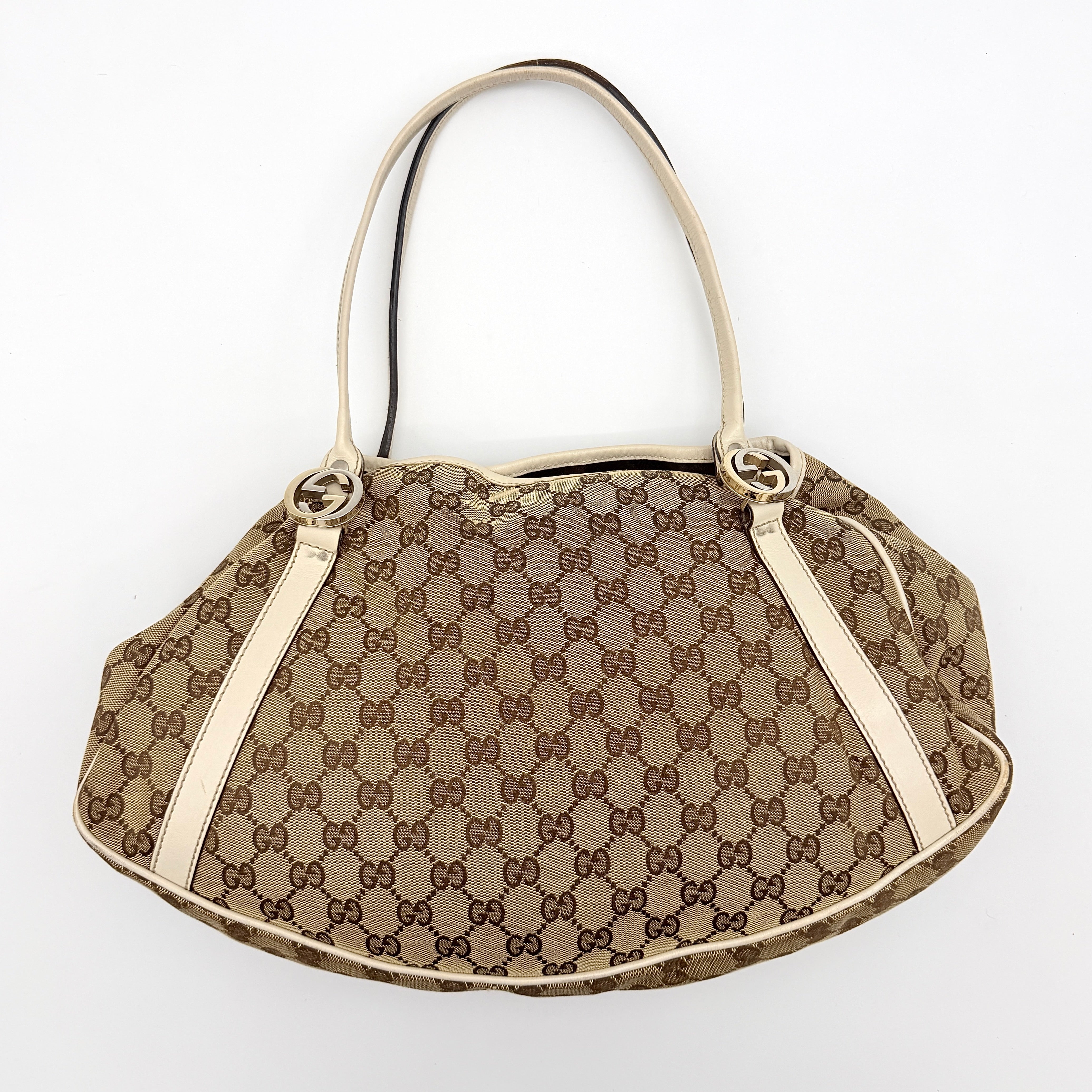 Gucci GG Monogram Twins Shoulder Bag Beige/White