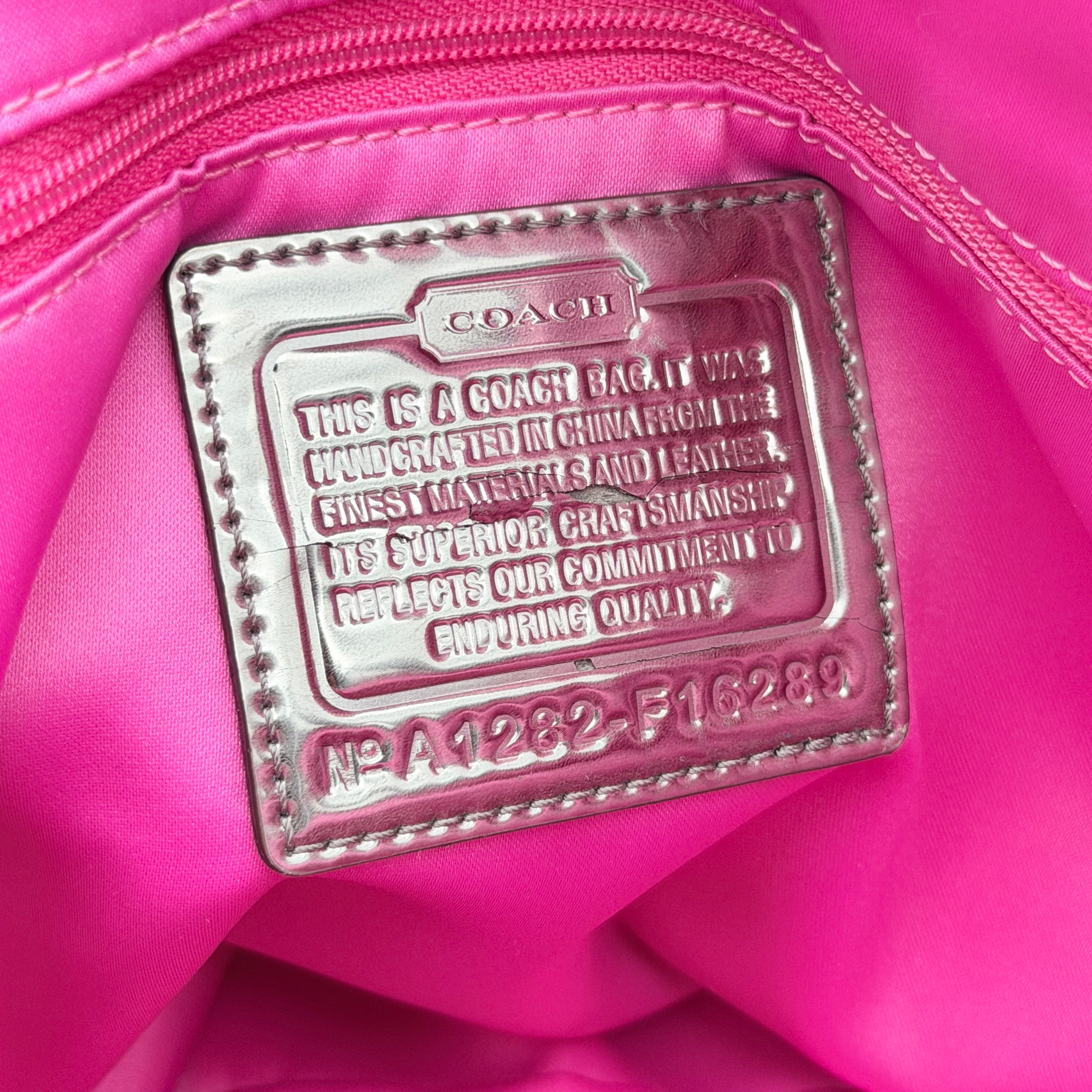Coach Signature Poppy Shoulder Bag Beige/Pink
