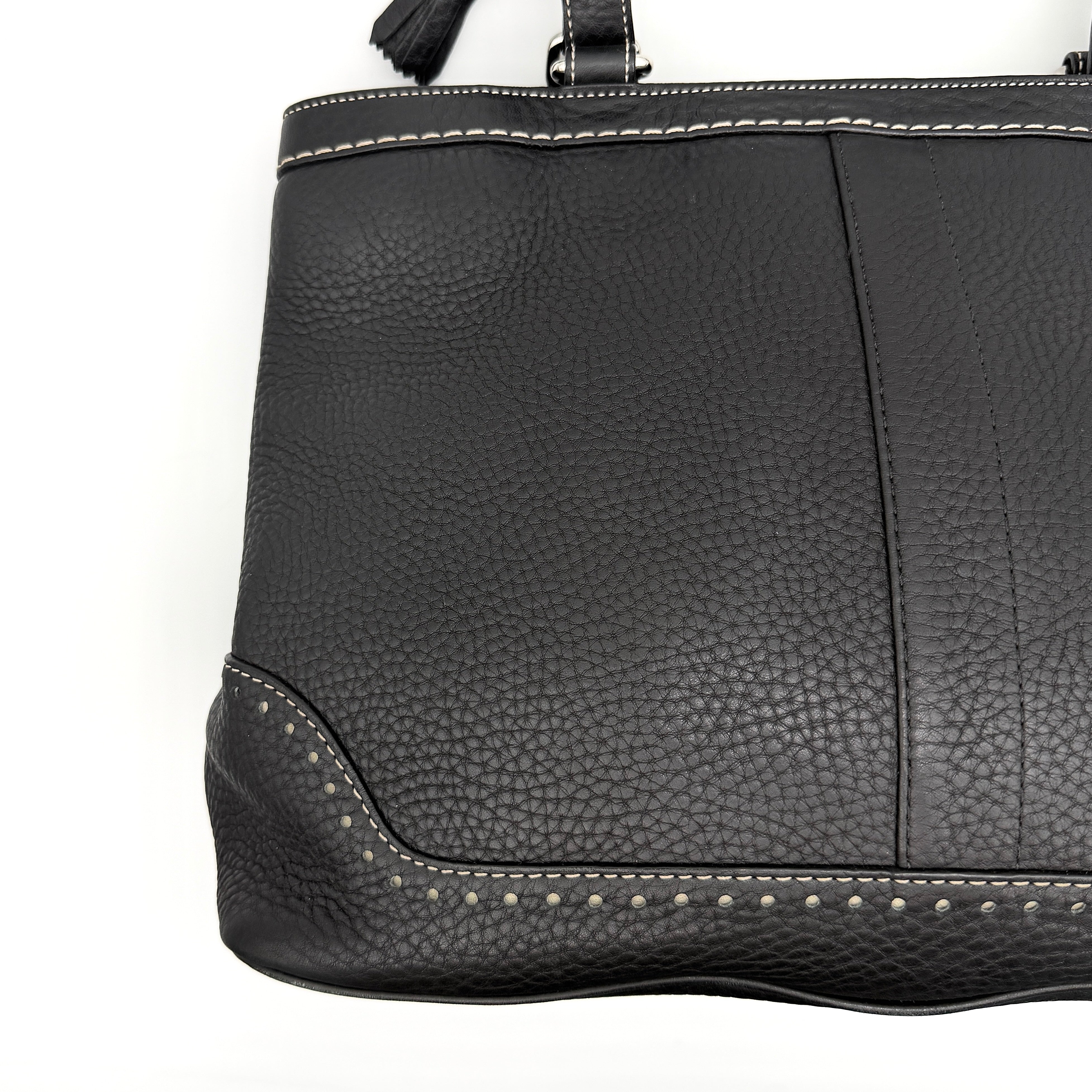 Coach Hampton Leather Tote Bag Black