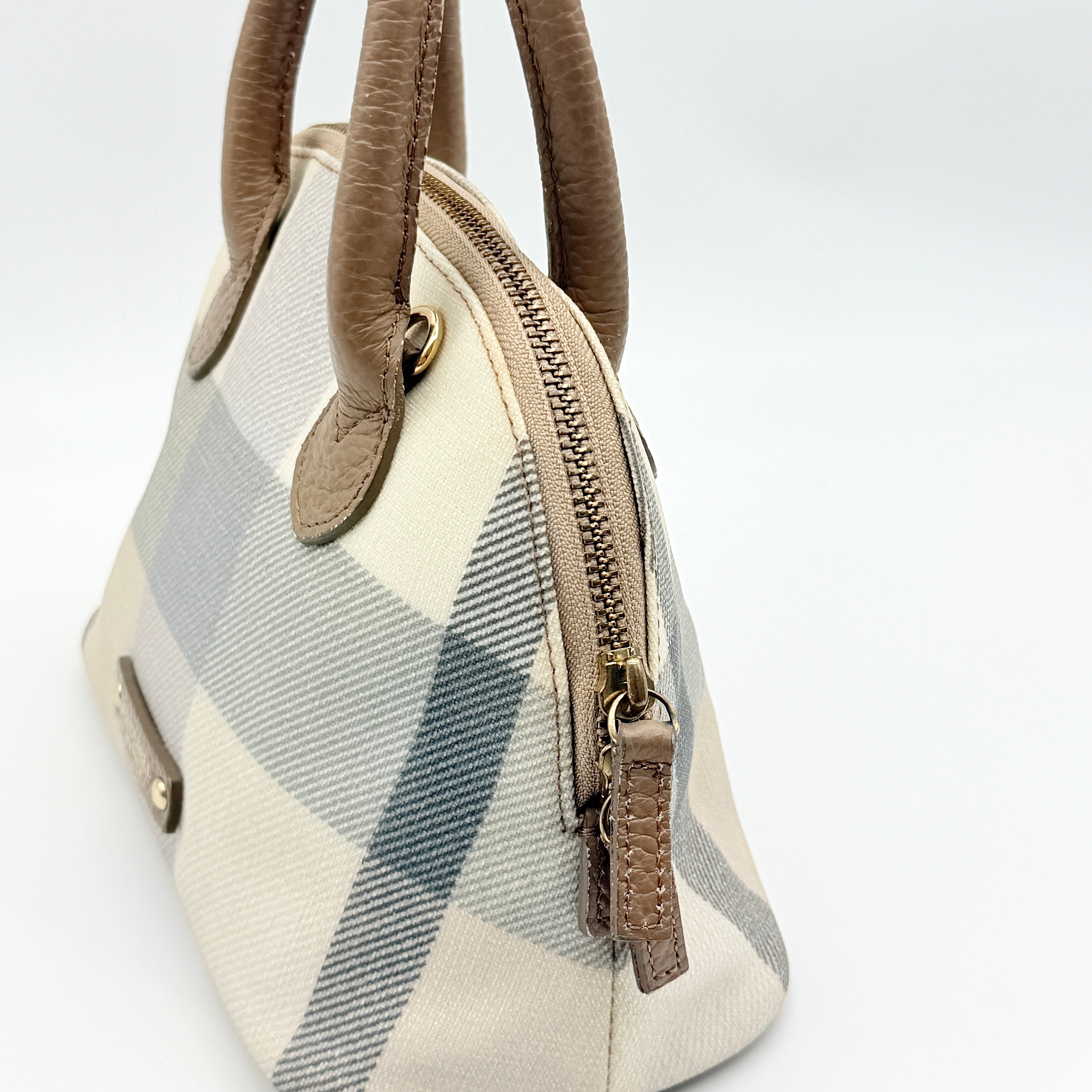 Burberry Blue Label 2Way Dome Check Shoulder Bag White/Brown