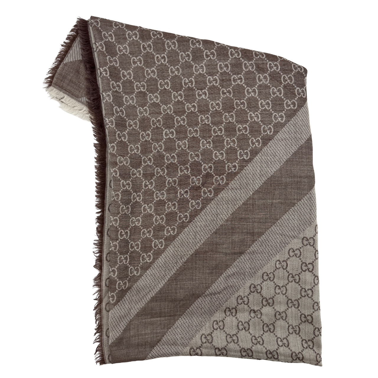 Gucci GG Monogram Silk Wool Shawl Grey