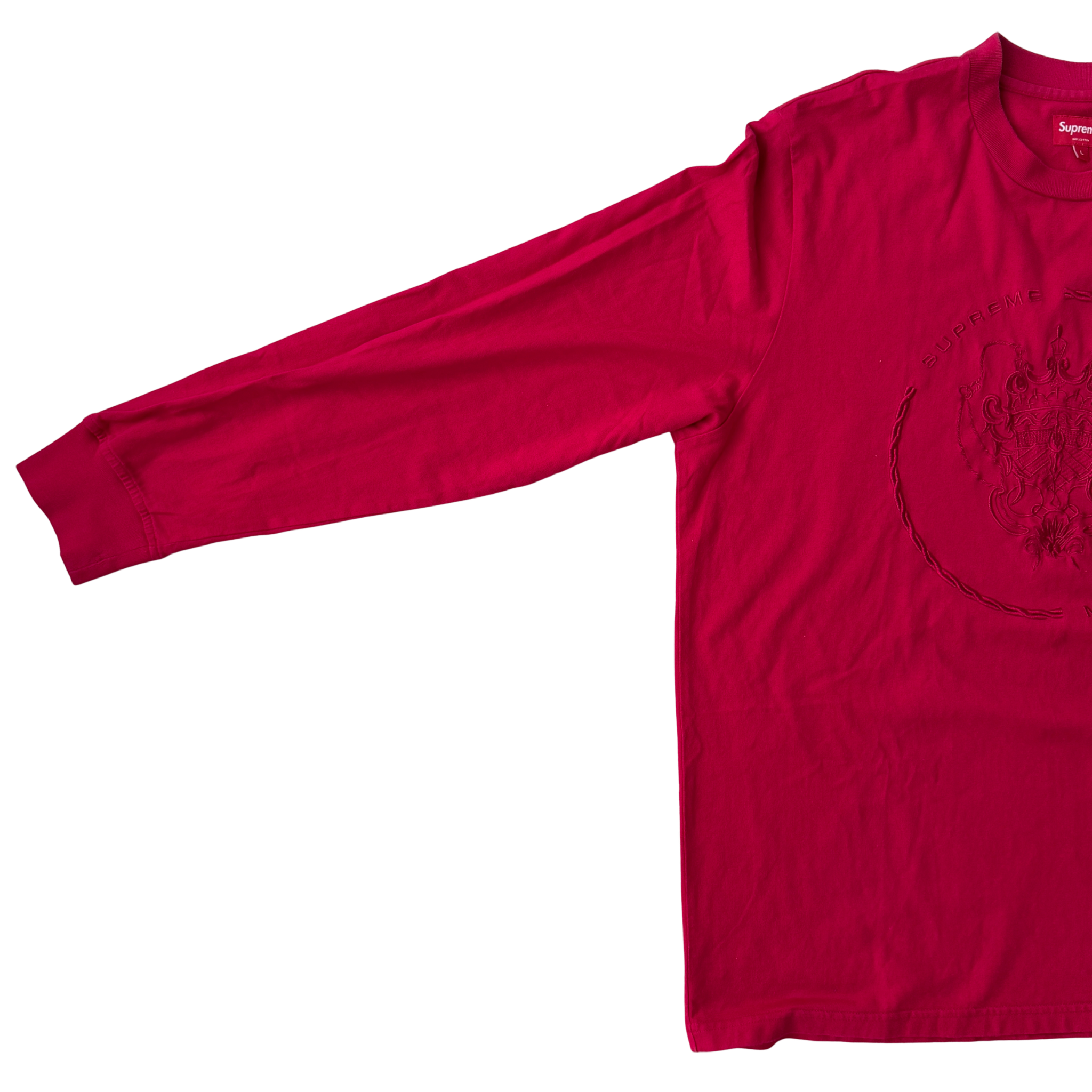 (L) Supreme Crest Long Sleeve Shirt Red