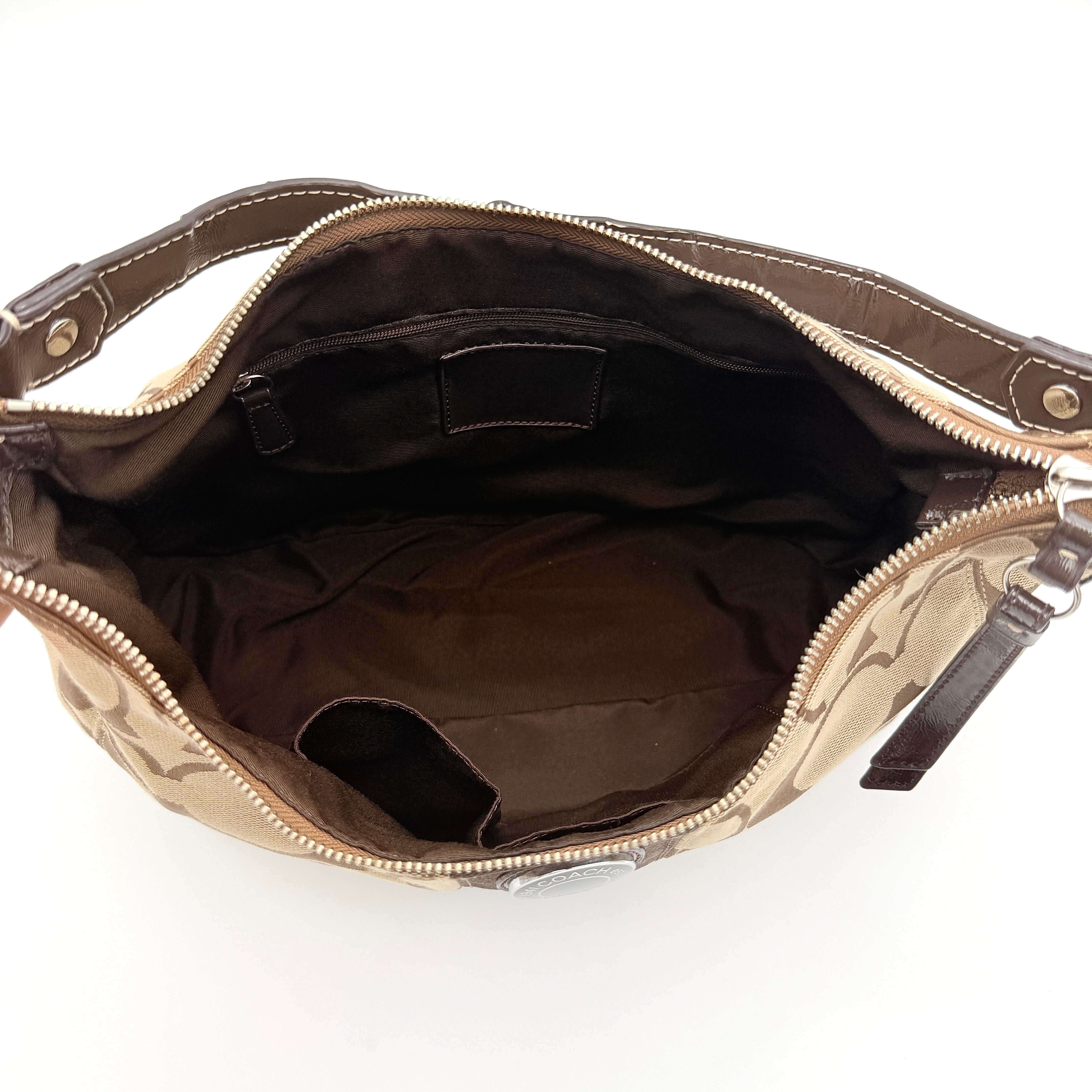 Coach Signature Stripe Shoulder Bag Brown/Beige