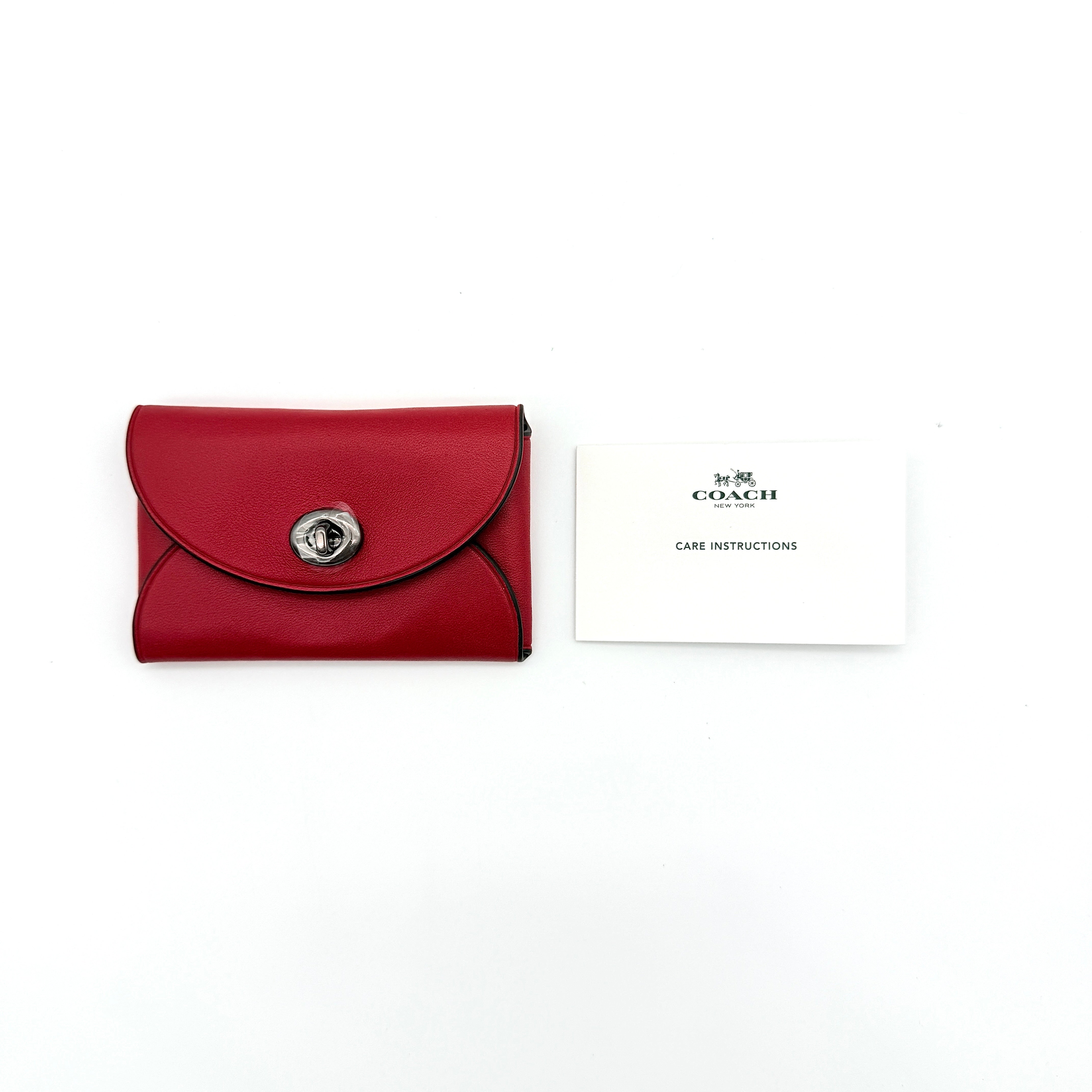Coach Dinosaur Turnlock Card Case Red