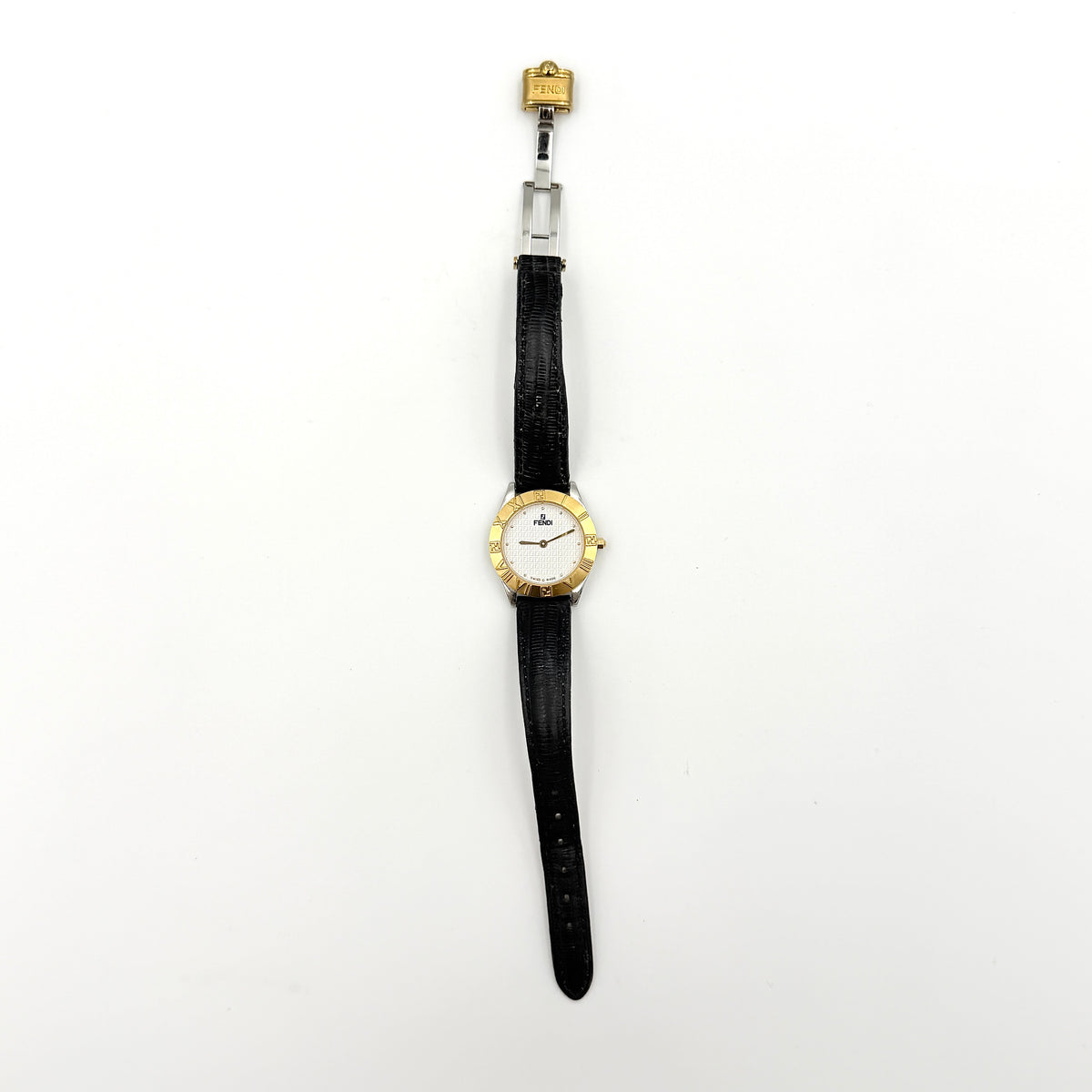 Fendi 2000L Zucca FF Dial Watch Gold/Black