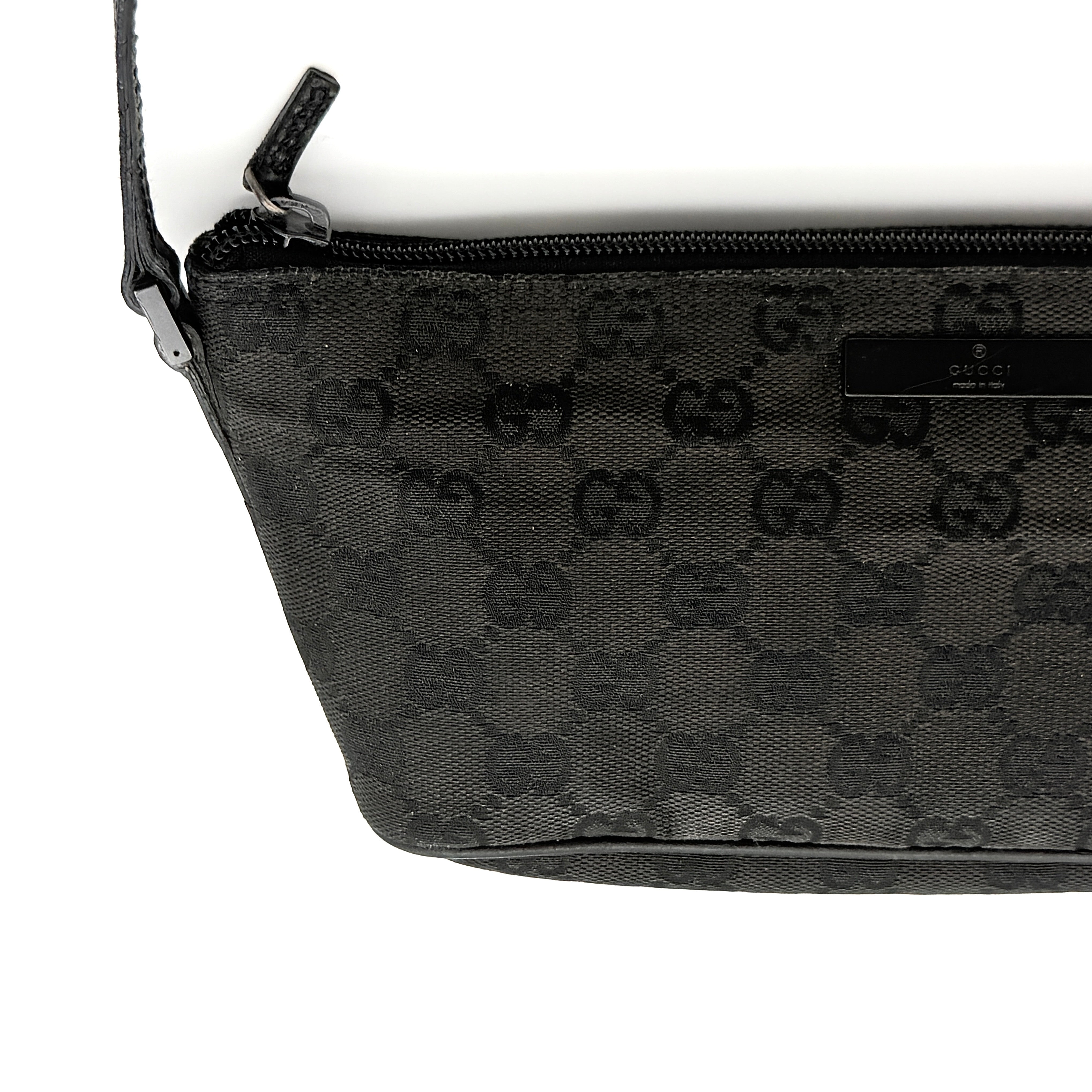 Gucci GG Monogram Pochette Boat Shoulder Bag Black