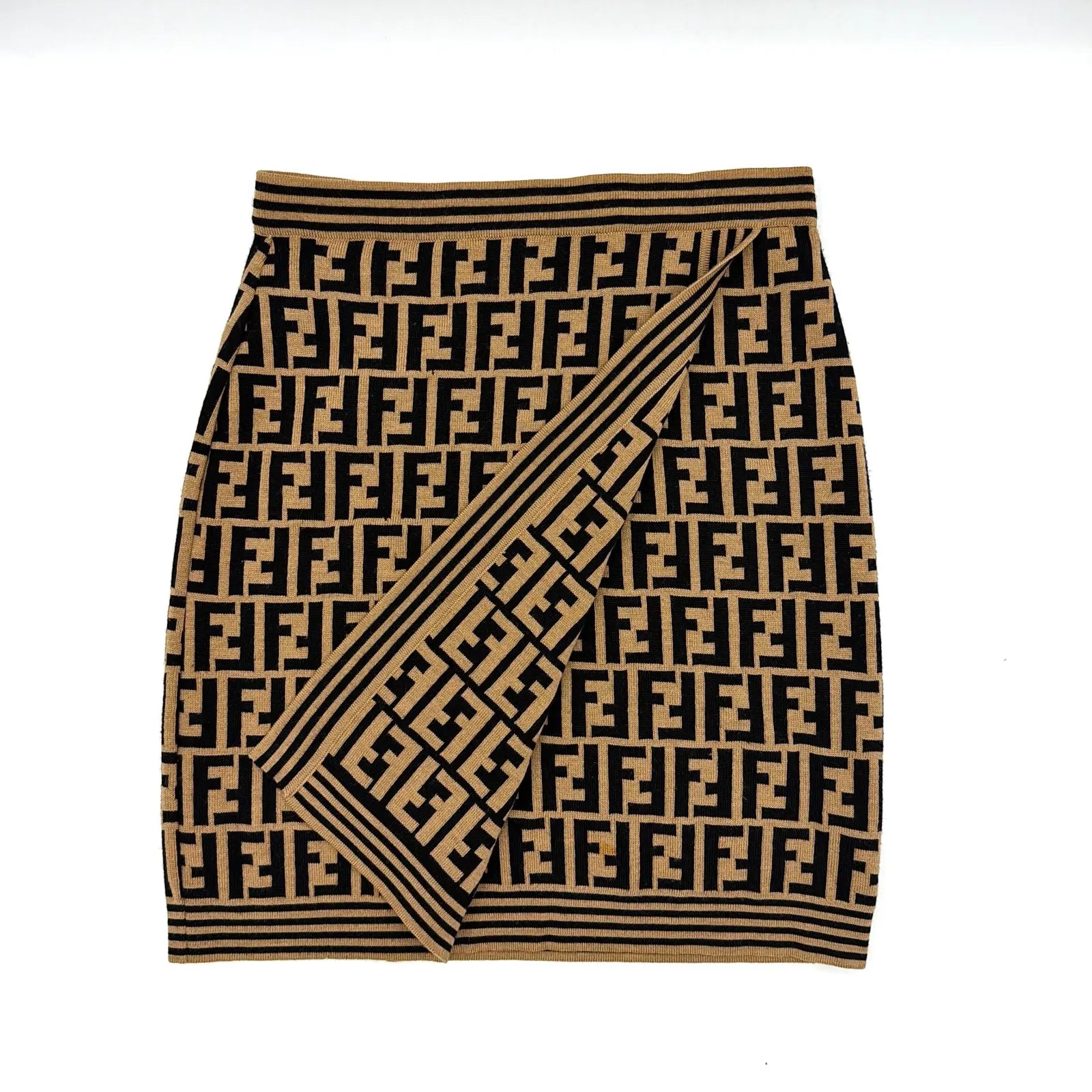 (42) Fendi FF Zucca Wool Skirt Brown