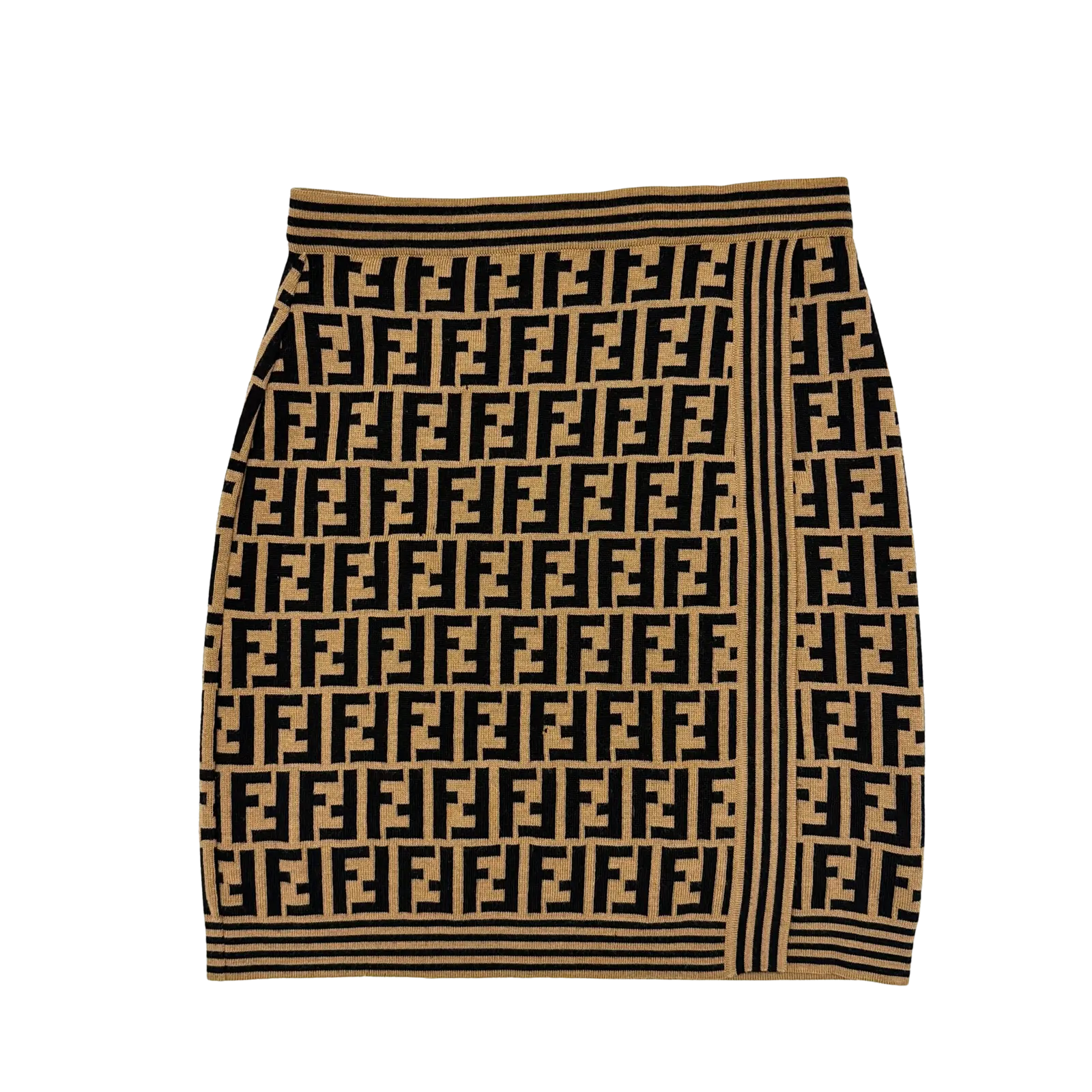 (42) Fendi FF Zucca Wool Skirt Brown