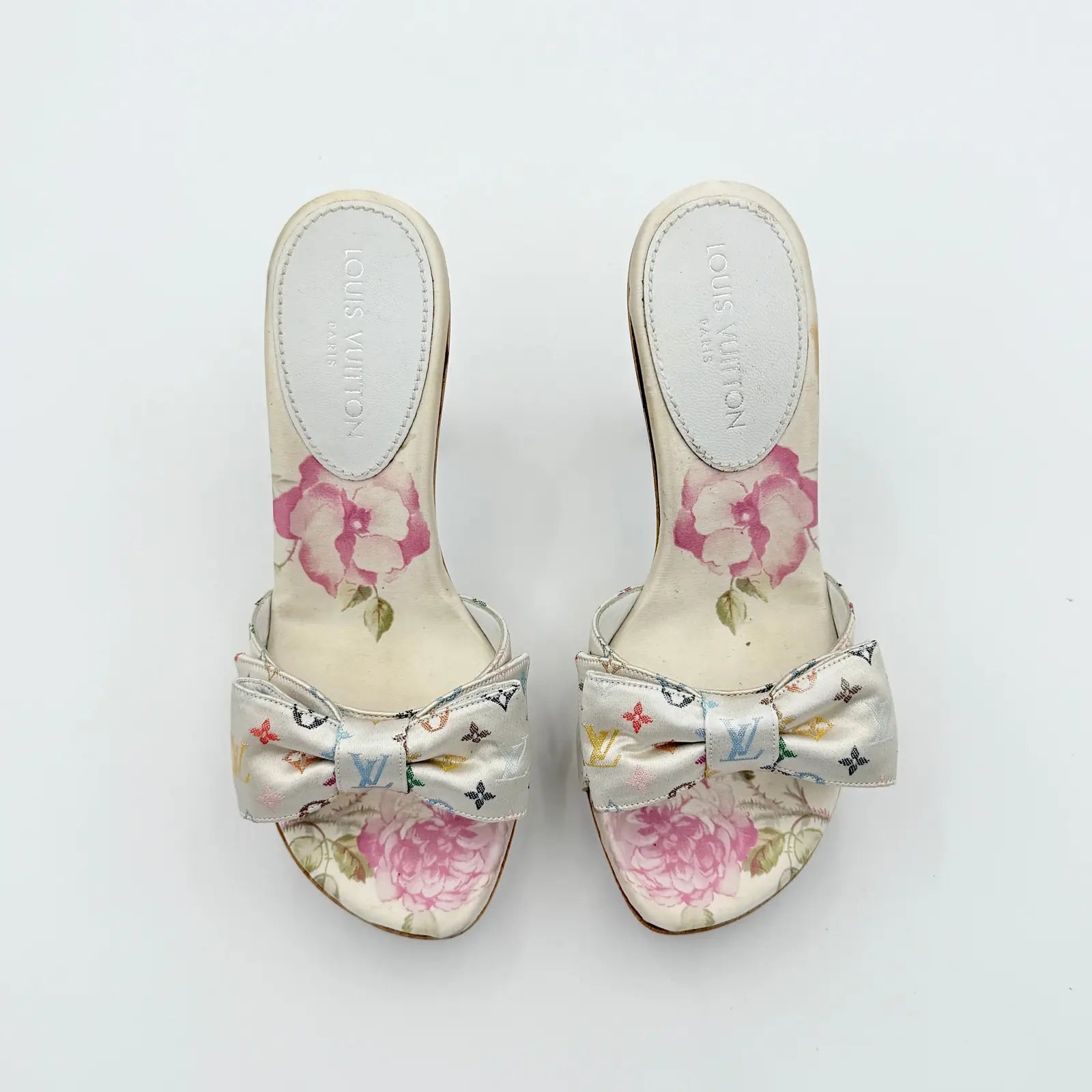 (EU34) Louis Vuitton Takashi Murakami Monogram Satin Multicolour Heels