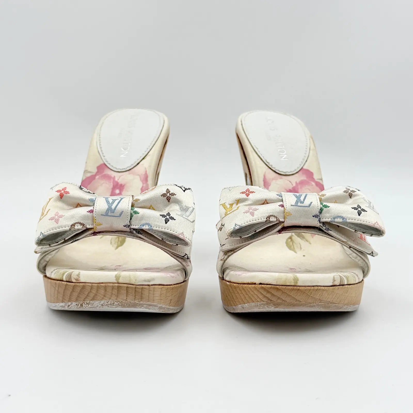 (EU34) Louis Vuitton Takashi Murakami Monogram Satin Multicolour Heels