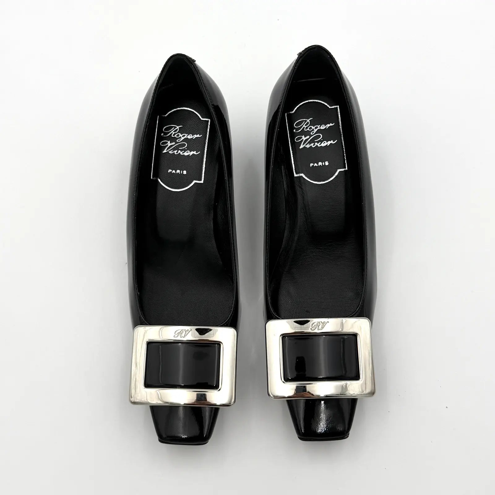 (EU34) Roger Vivier Belle Vivier Patent Pumps Black