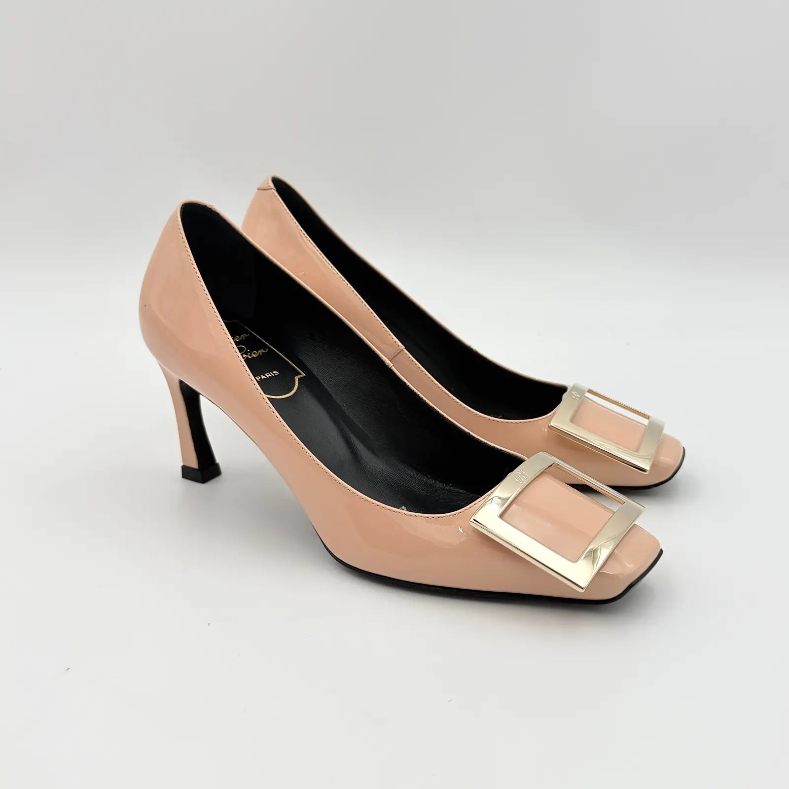 (EU34) Roger Vivier Belle Vivier Trompette Patent Pumps Pink