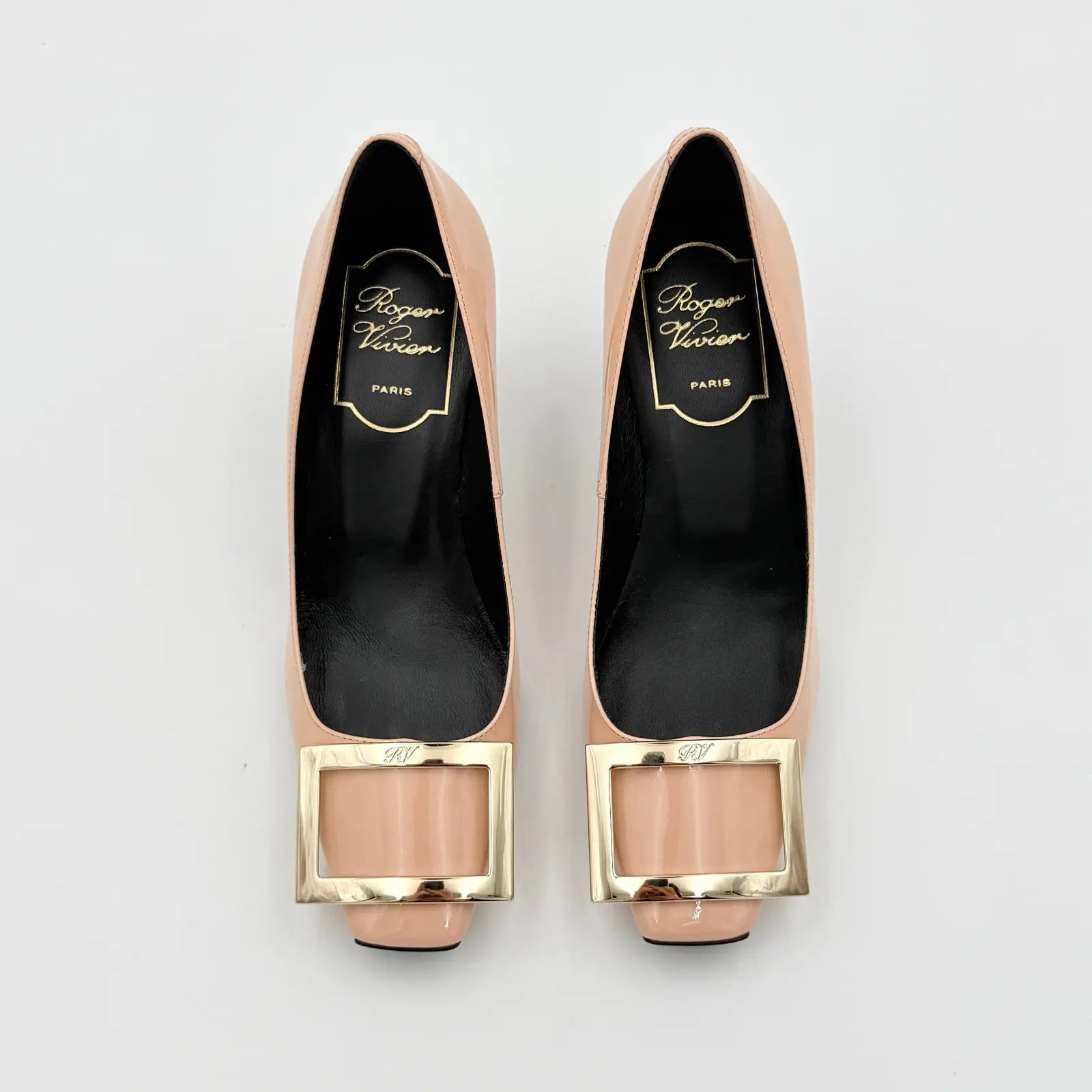 (EU34) Roger Vivier Belle Vivier Trompette Patent Pumps Pink