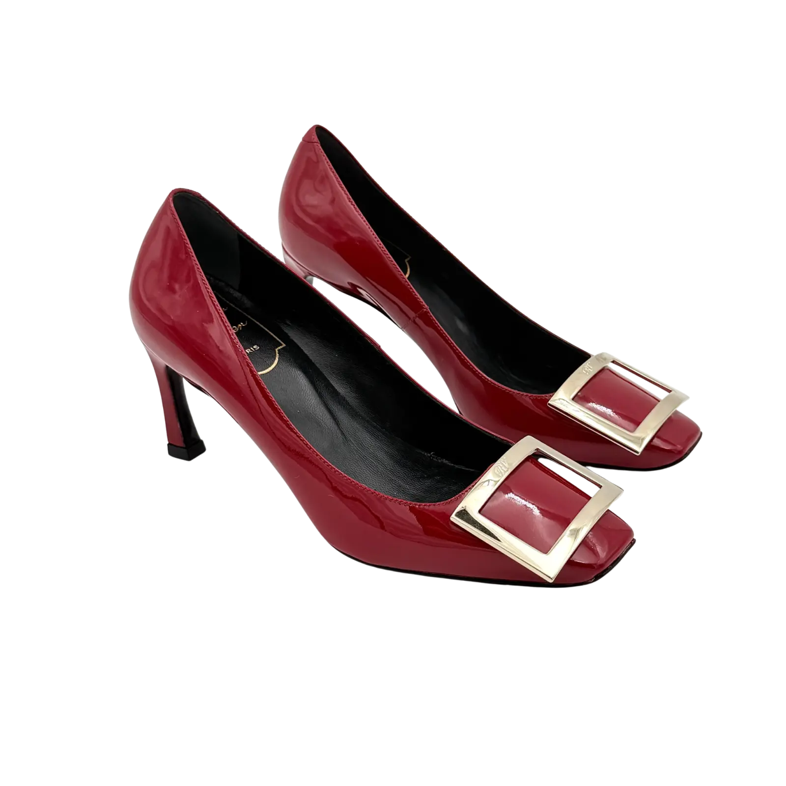 (EU34) Roger Vivier Belle Vivier Trompette Patent Pumps Red