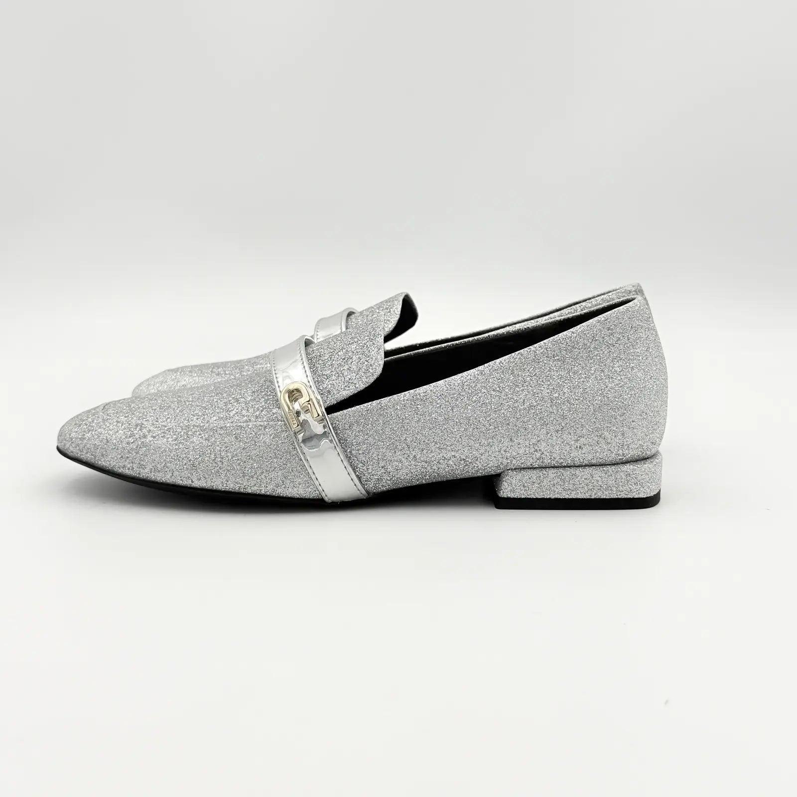 (EU36) Furla 1927 T.20 Argento Microglitter Loafers Silver