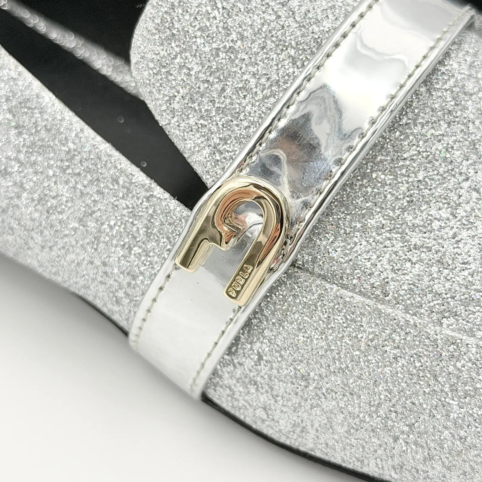 (EU36) Furla 1927 T.20 Argento Microglitter Loafers Silver