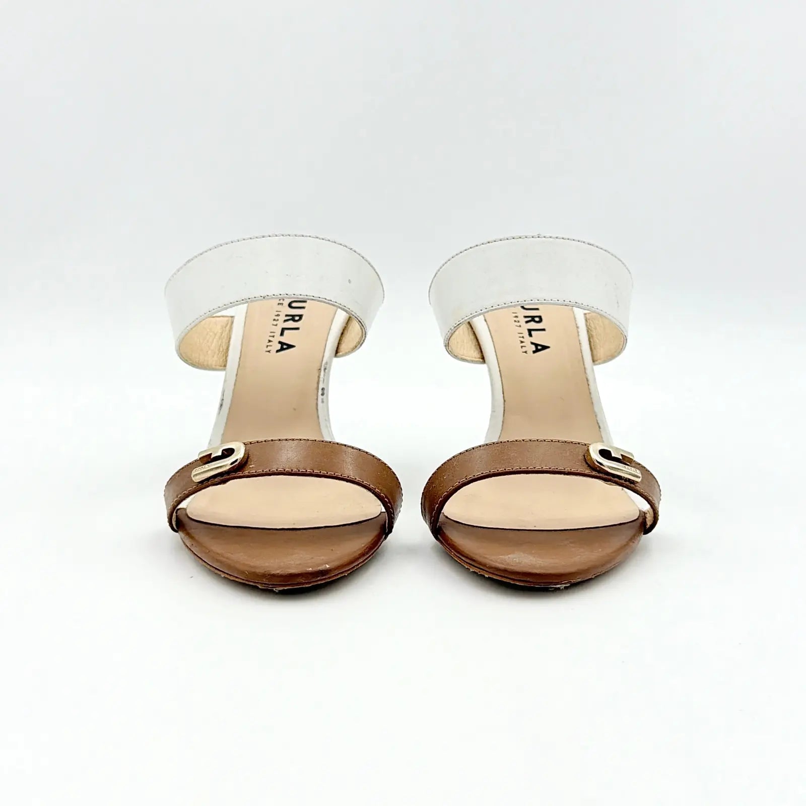 (EU36) Furla Colorblock Mule Sandles Brown/White