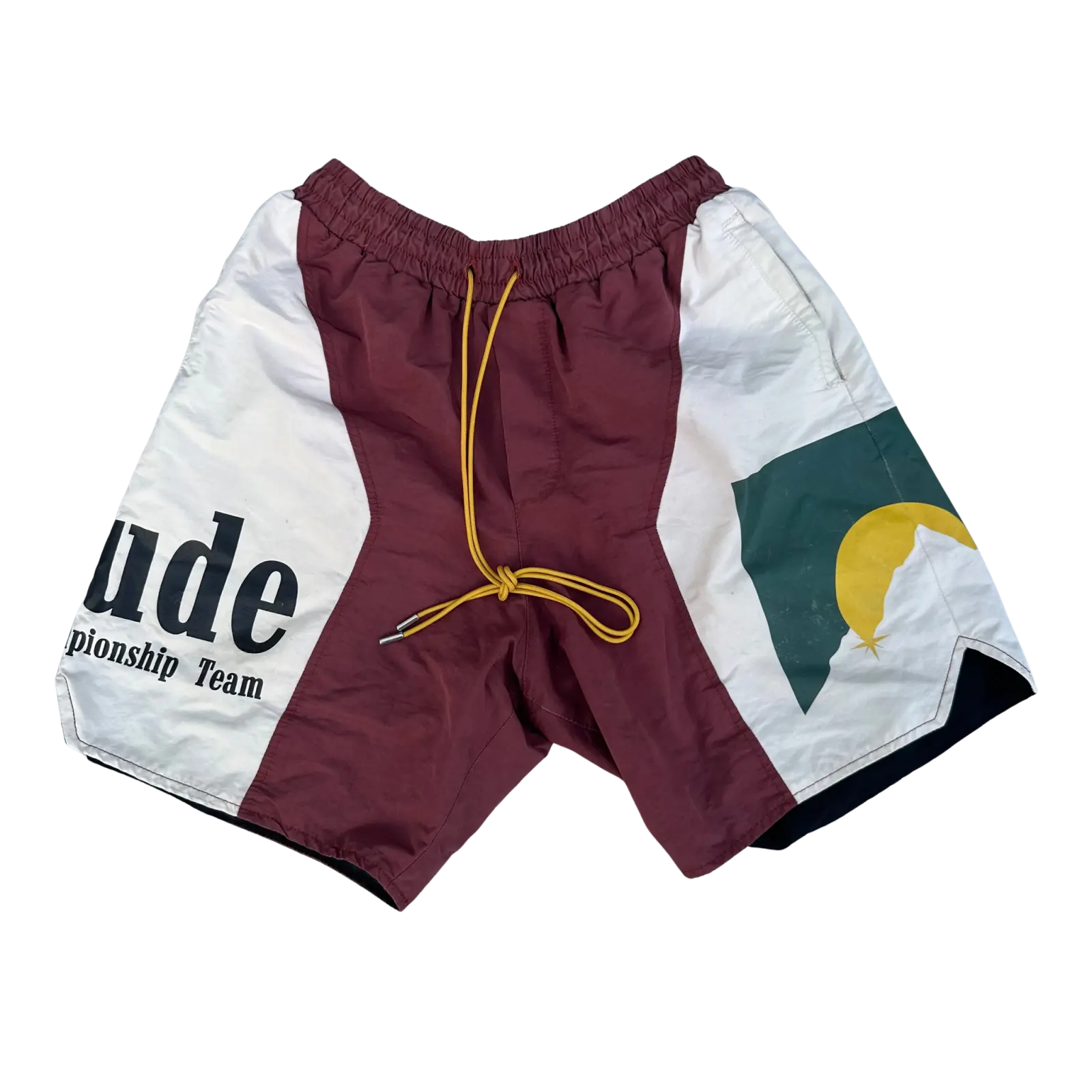 (M) Rhude Panel Logo Shorts Maroon/White/Multi (FW22)
