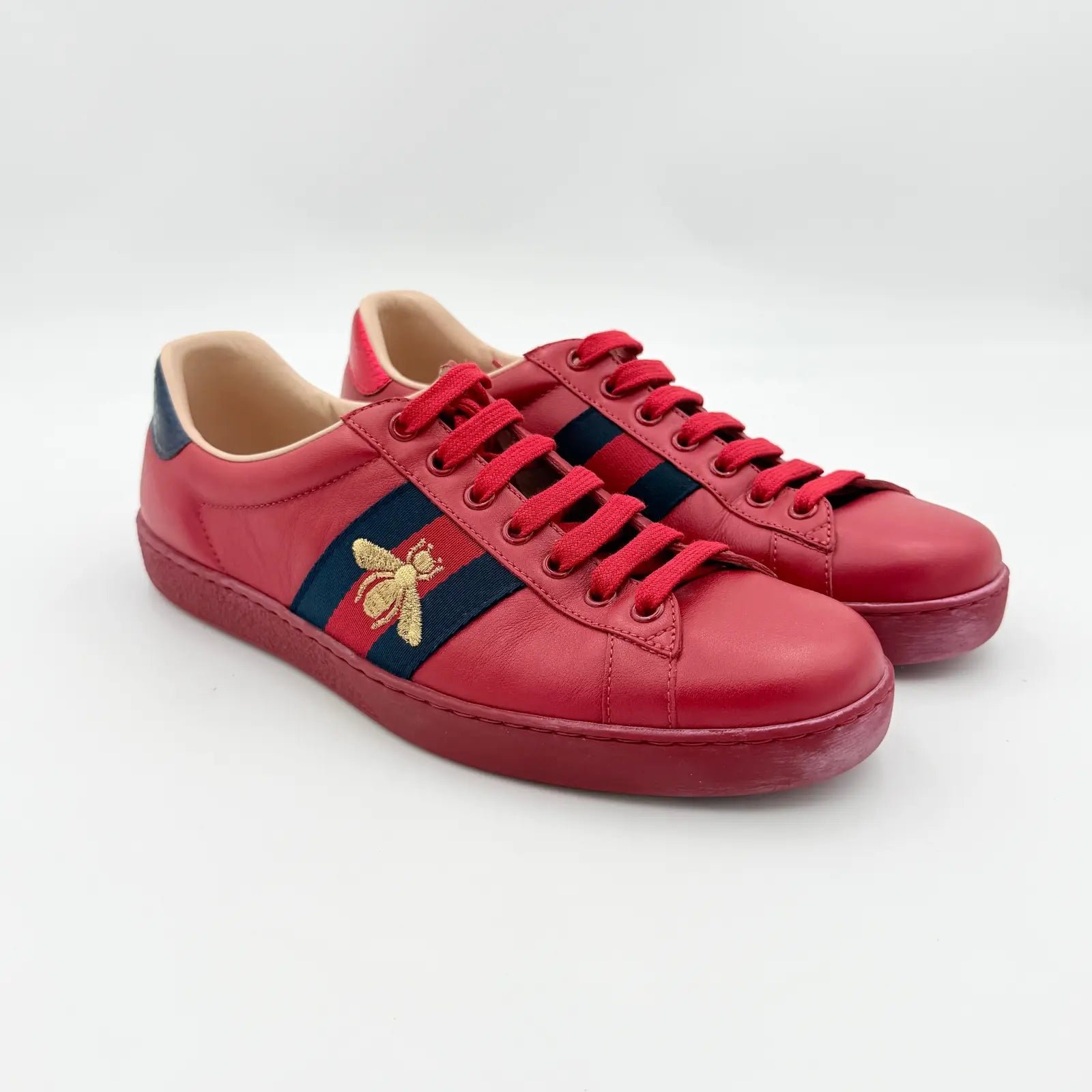 (US8/UK7.5) Gucci Ace Embroidered Bee Sneakers Red