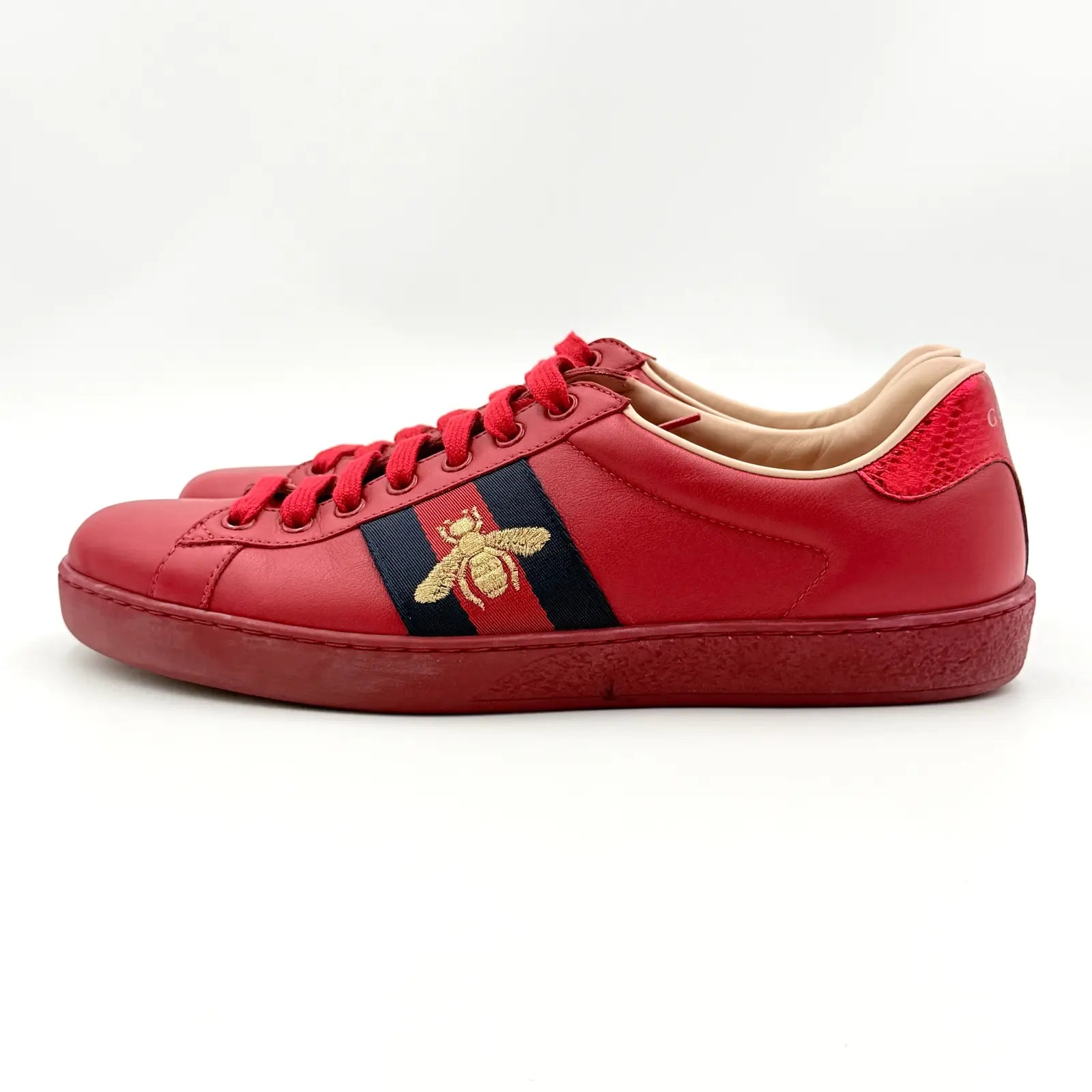 (US8/UK7.5) Gucci Ace Embroidered Bee Sneakers Red