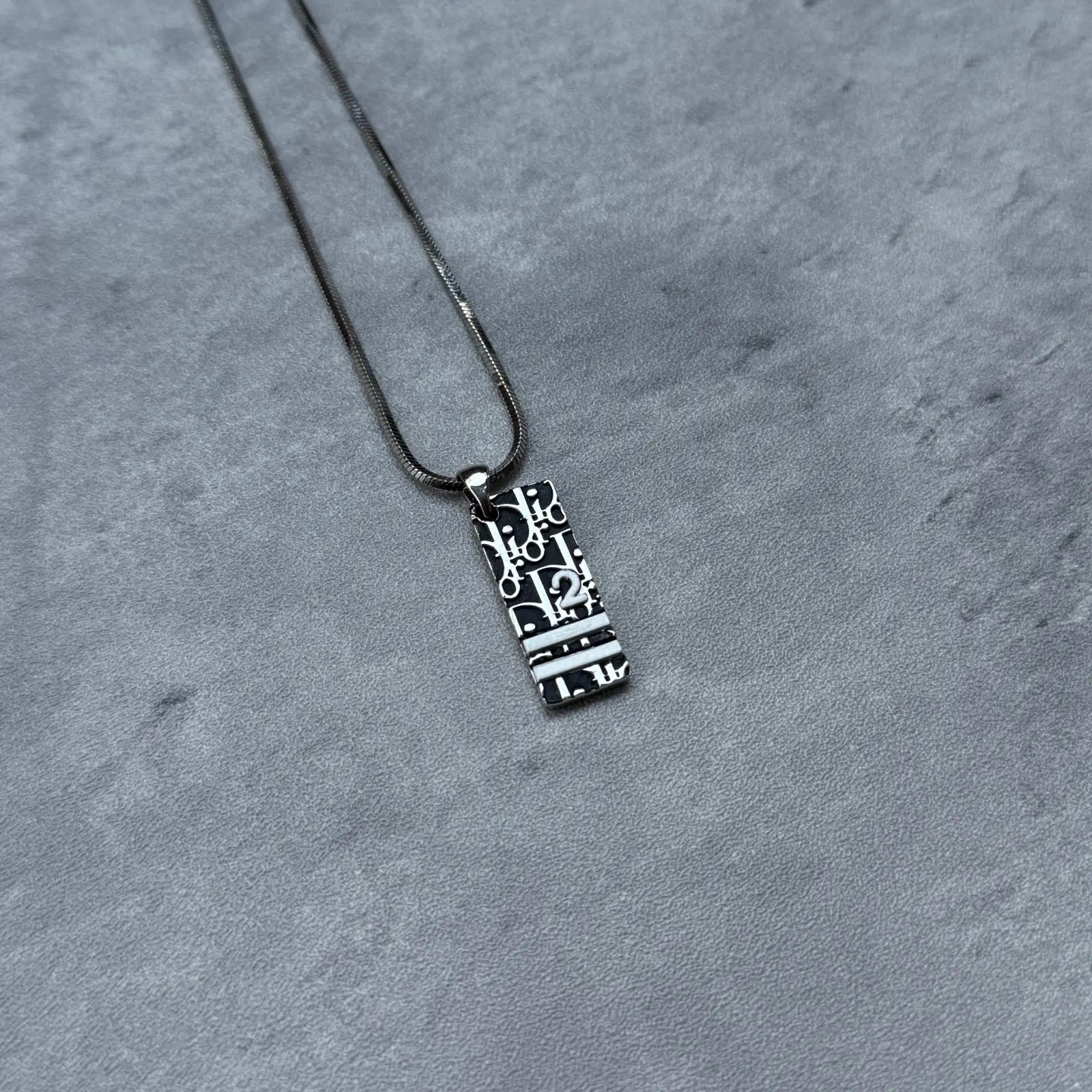 Christian Dior Y2K Trotter Pendant Necklace Black