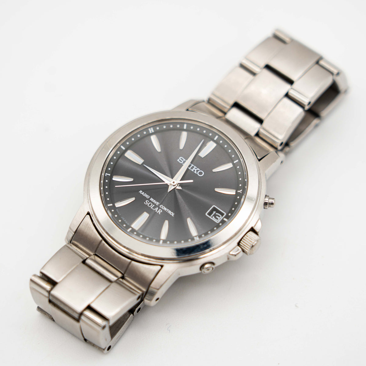 Seiko 7B52-0AF0 Black Dial Stainless Steel Watch
