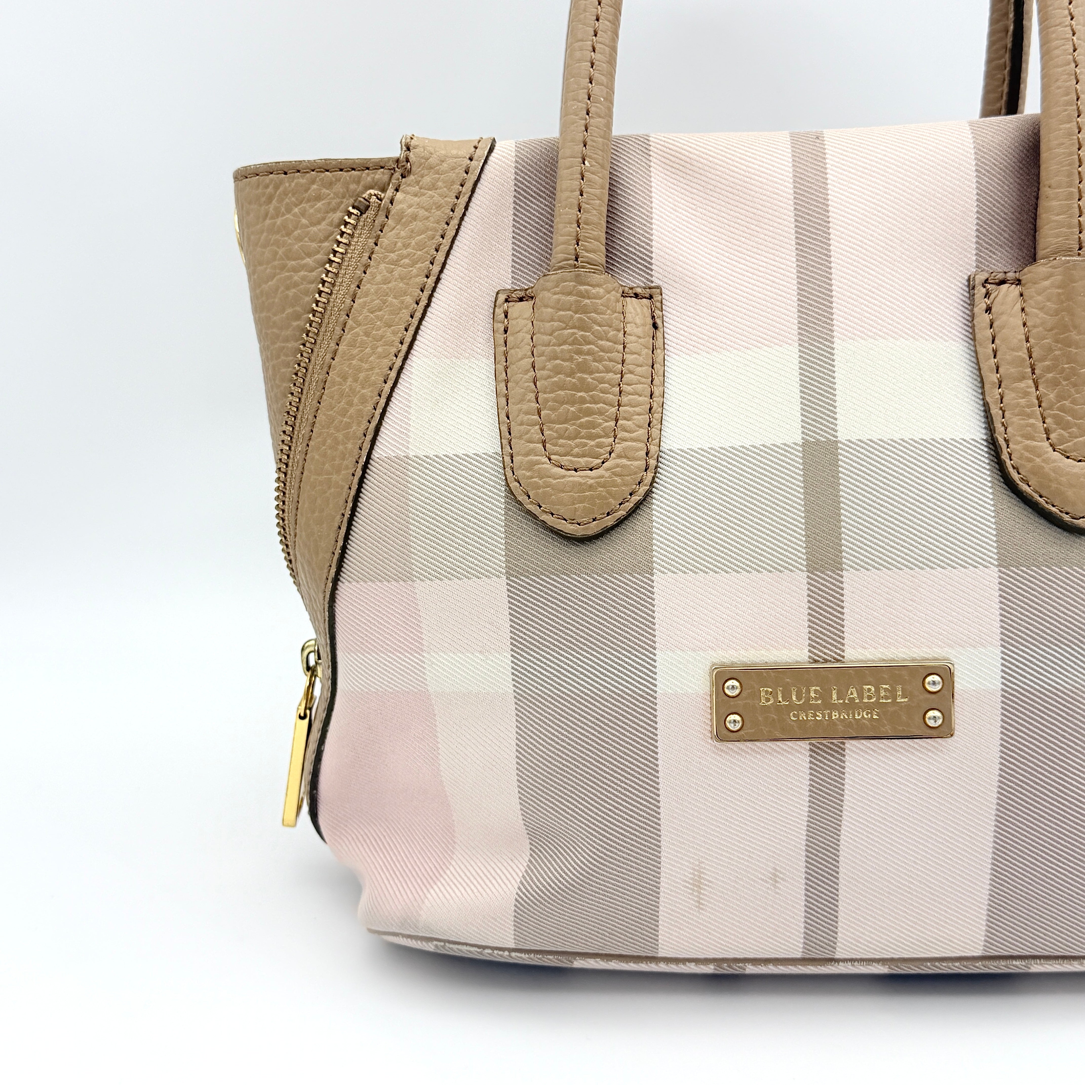 Burberry Blue Label 2Way Dome Check Shoulder Bag White/Brown