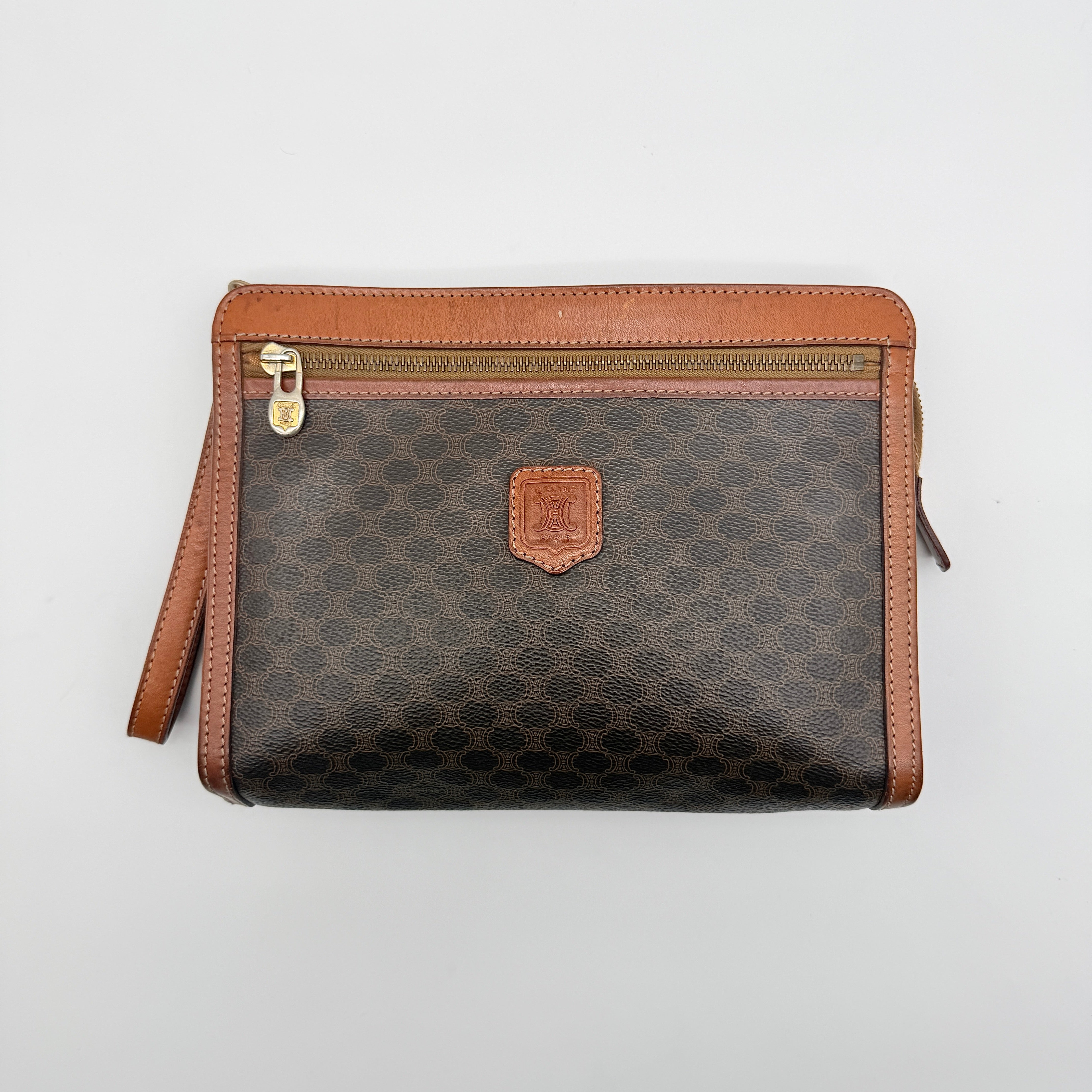 Celine Triomphe Macadam Clutch Bag Brown