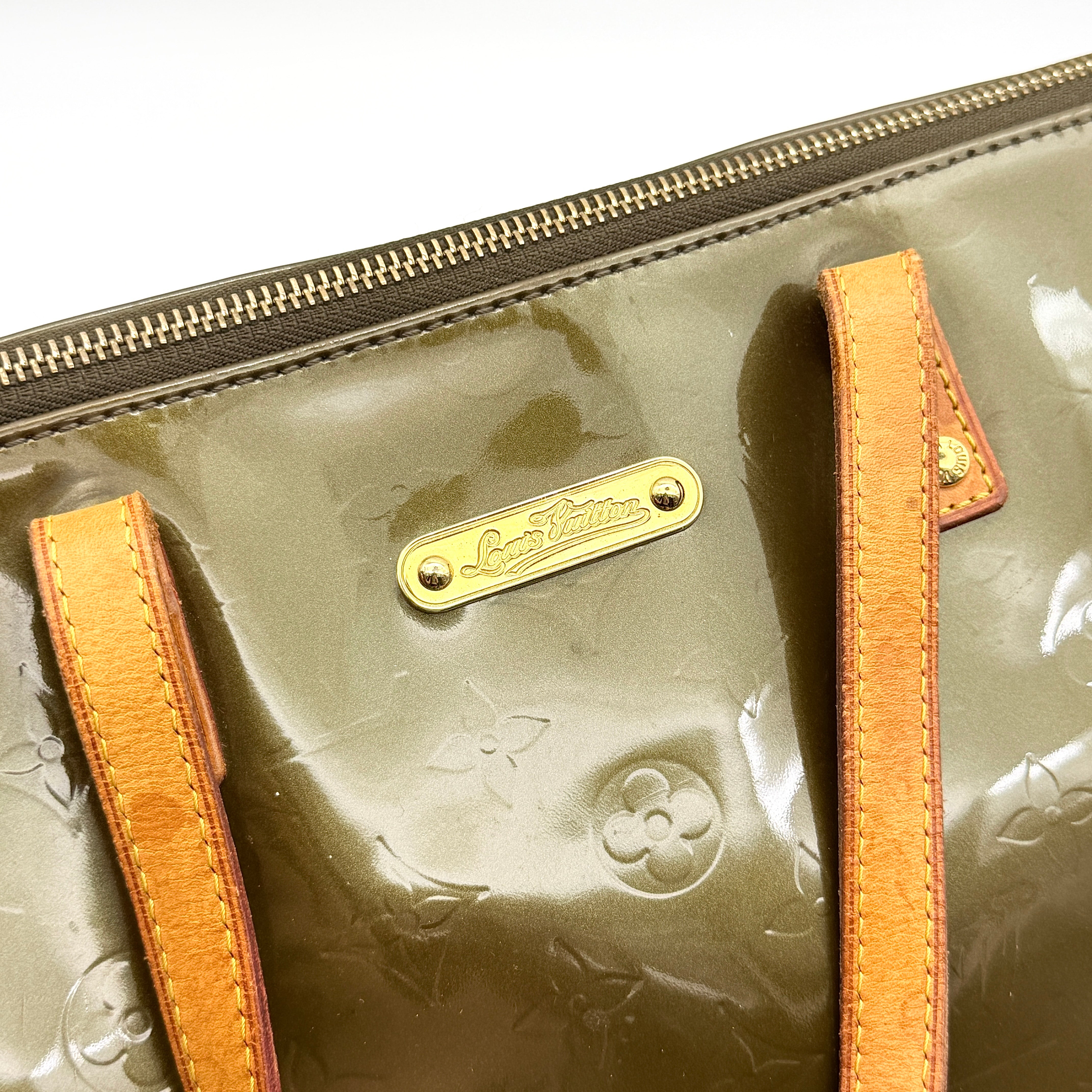 Louis Vuitton Monogram Vernis Bellevue GM Tote Bag Olive Green