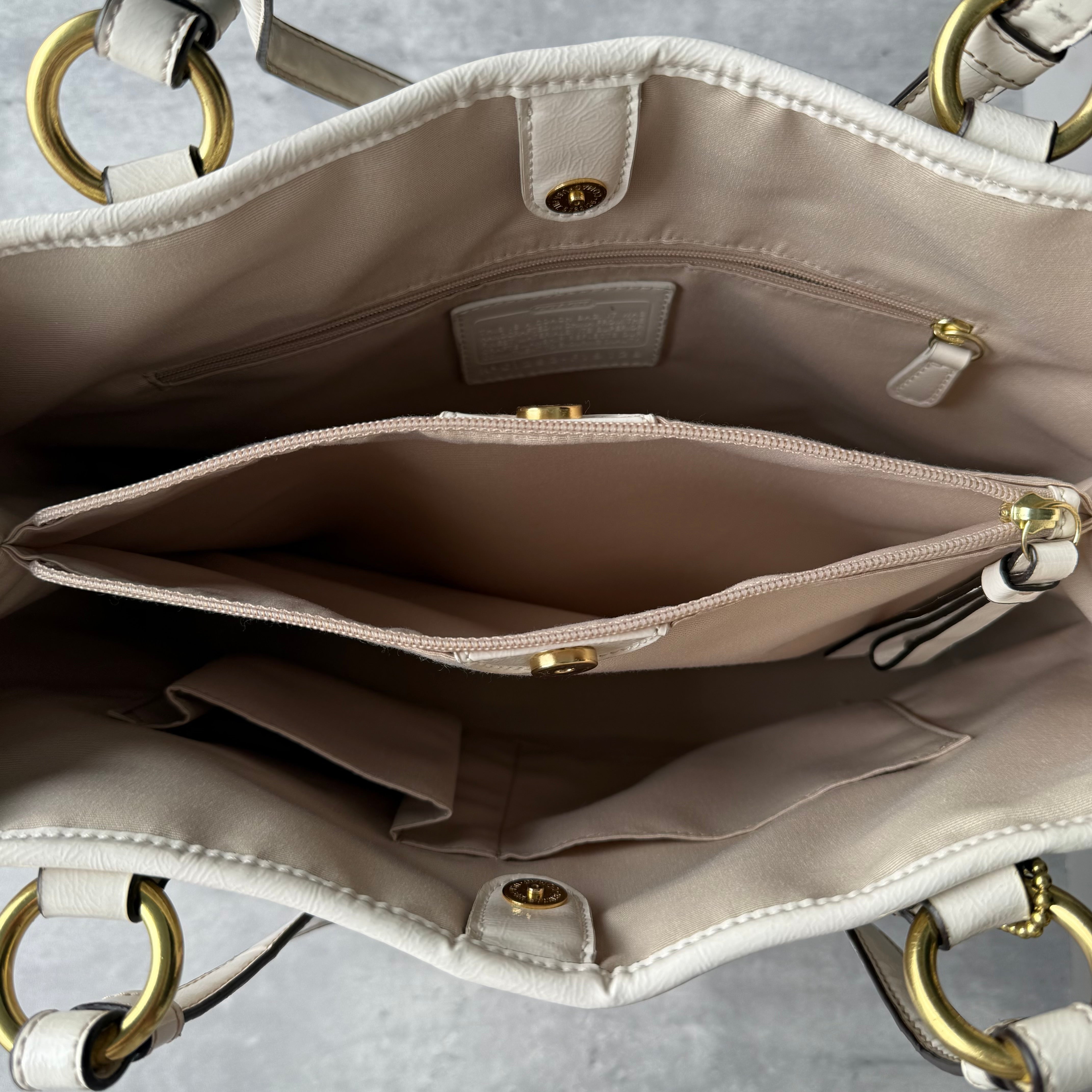 Coach Signature Heritage Stripe Tote Bag Pink/Beige