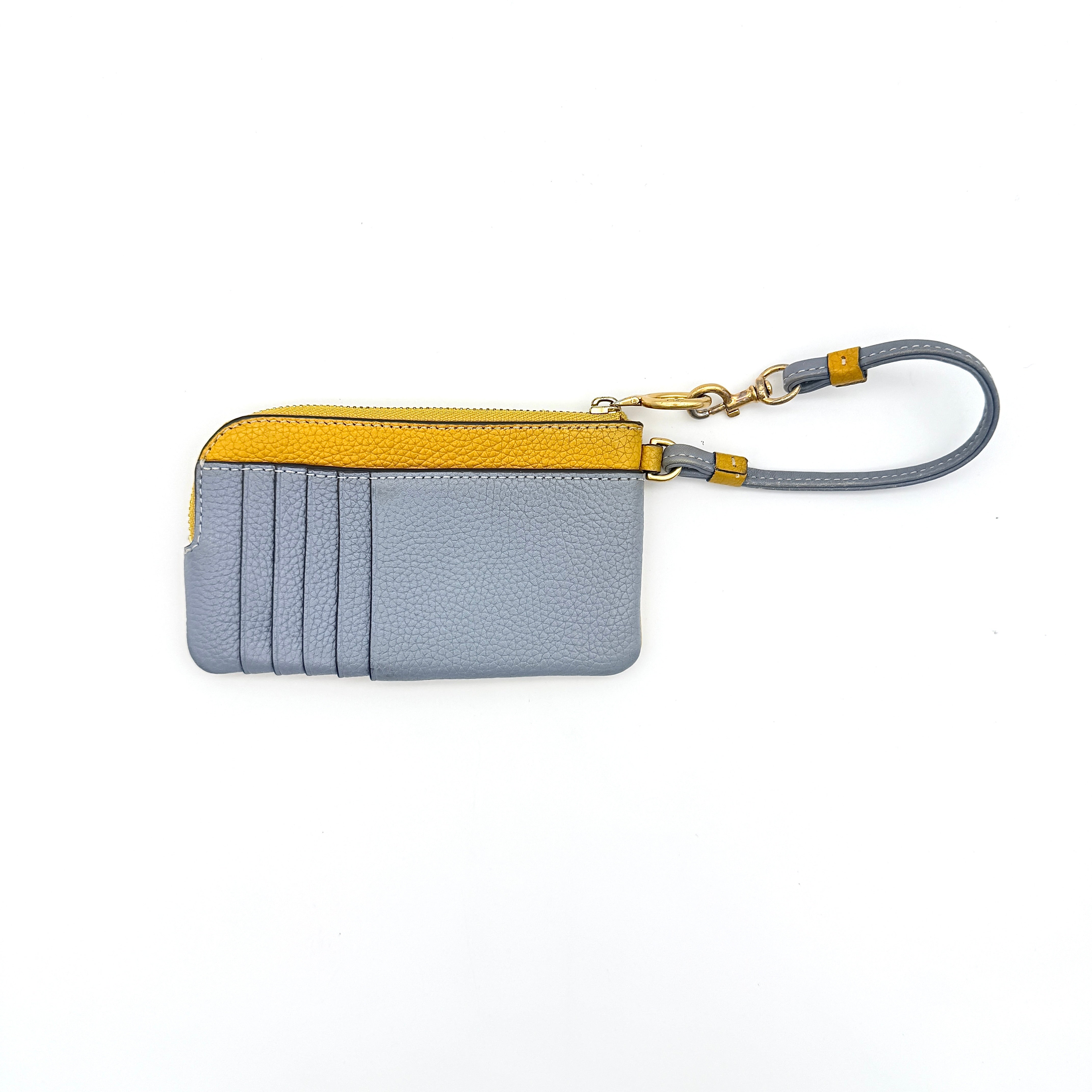 Tory Burch Perry Bombé Card Case Wristlet Yellow/Light Blue