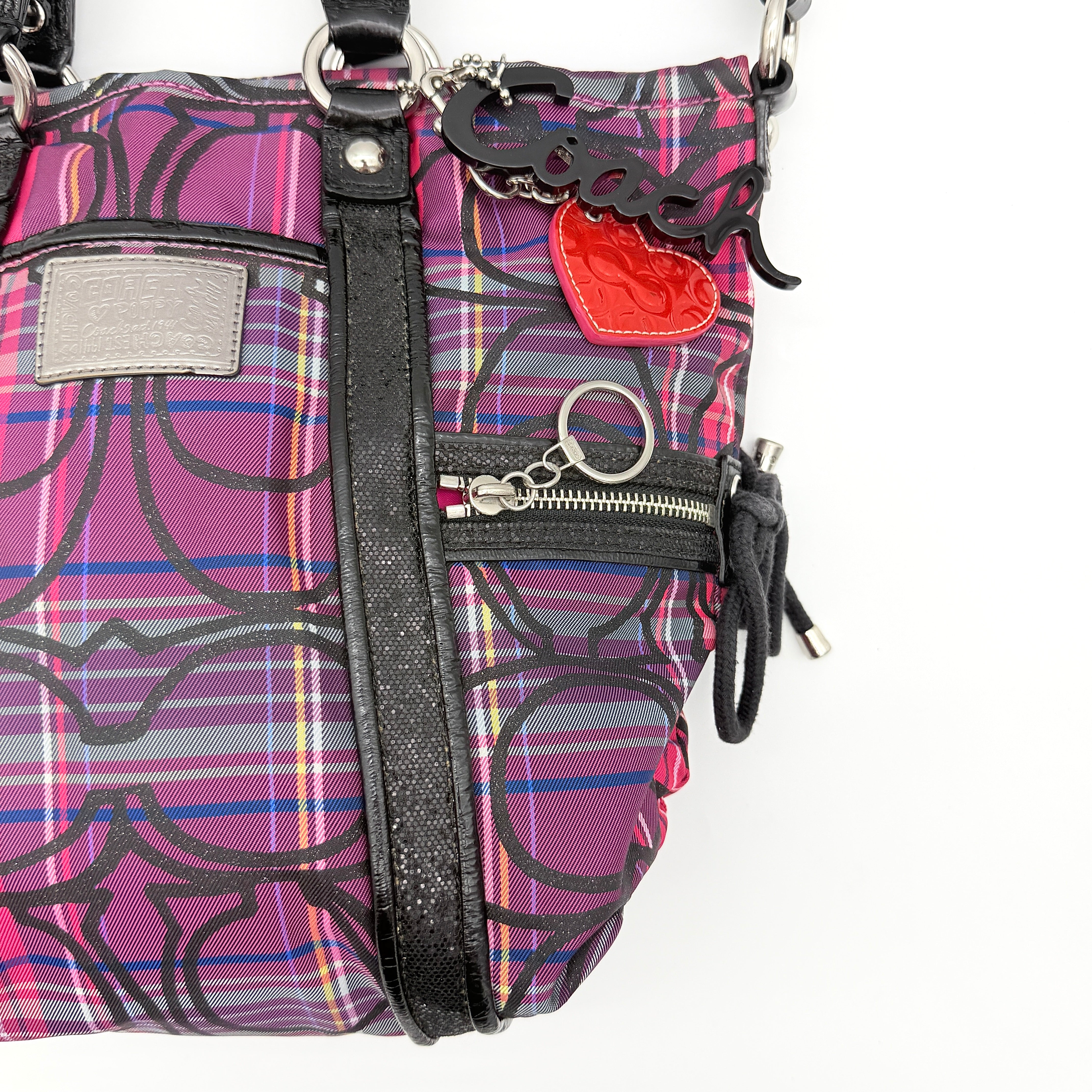 Coach 2Way Poppy Tartan Shoulder Bag Multi