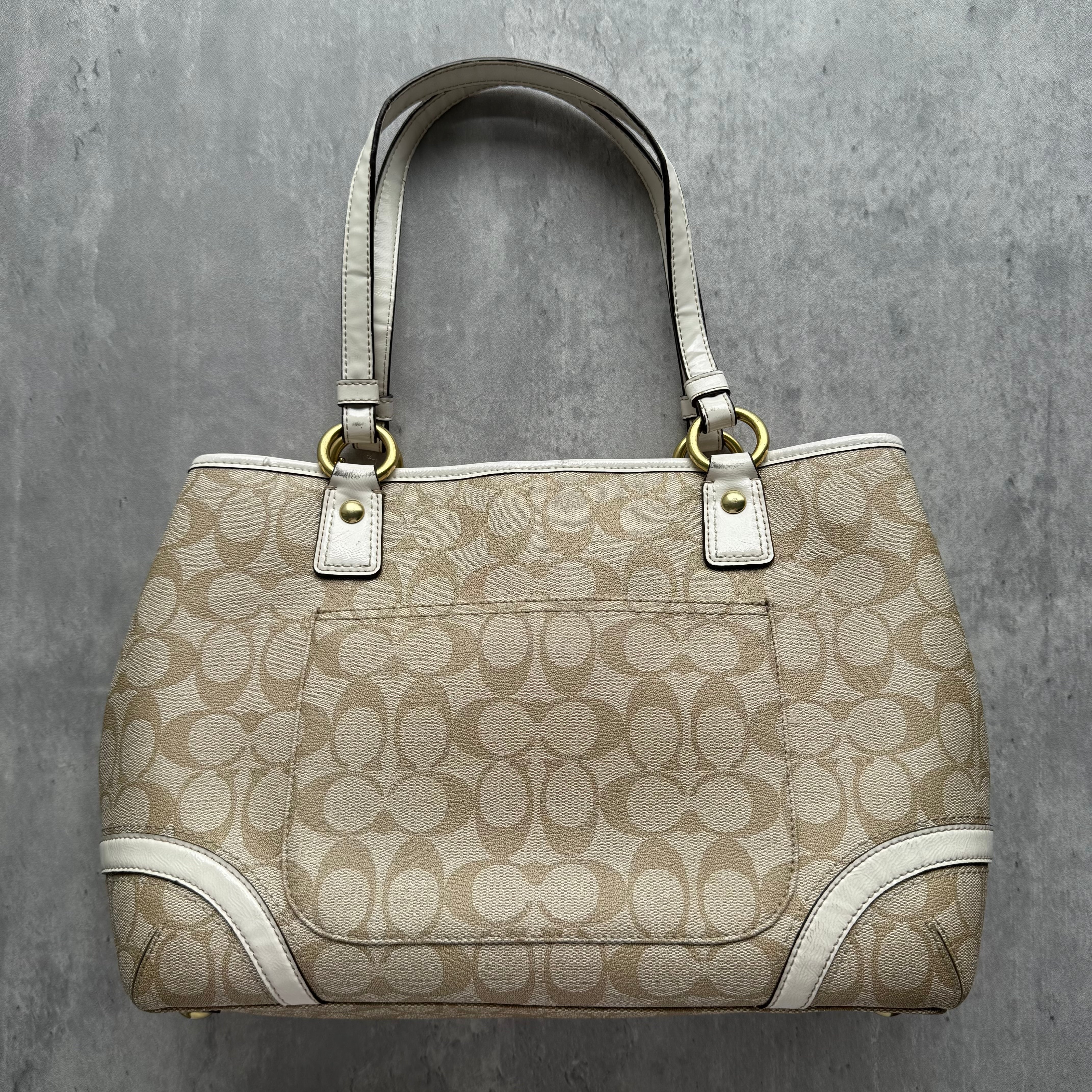 Coach Signature Heritage Stripe Tote Bag Pink/Beige