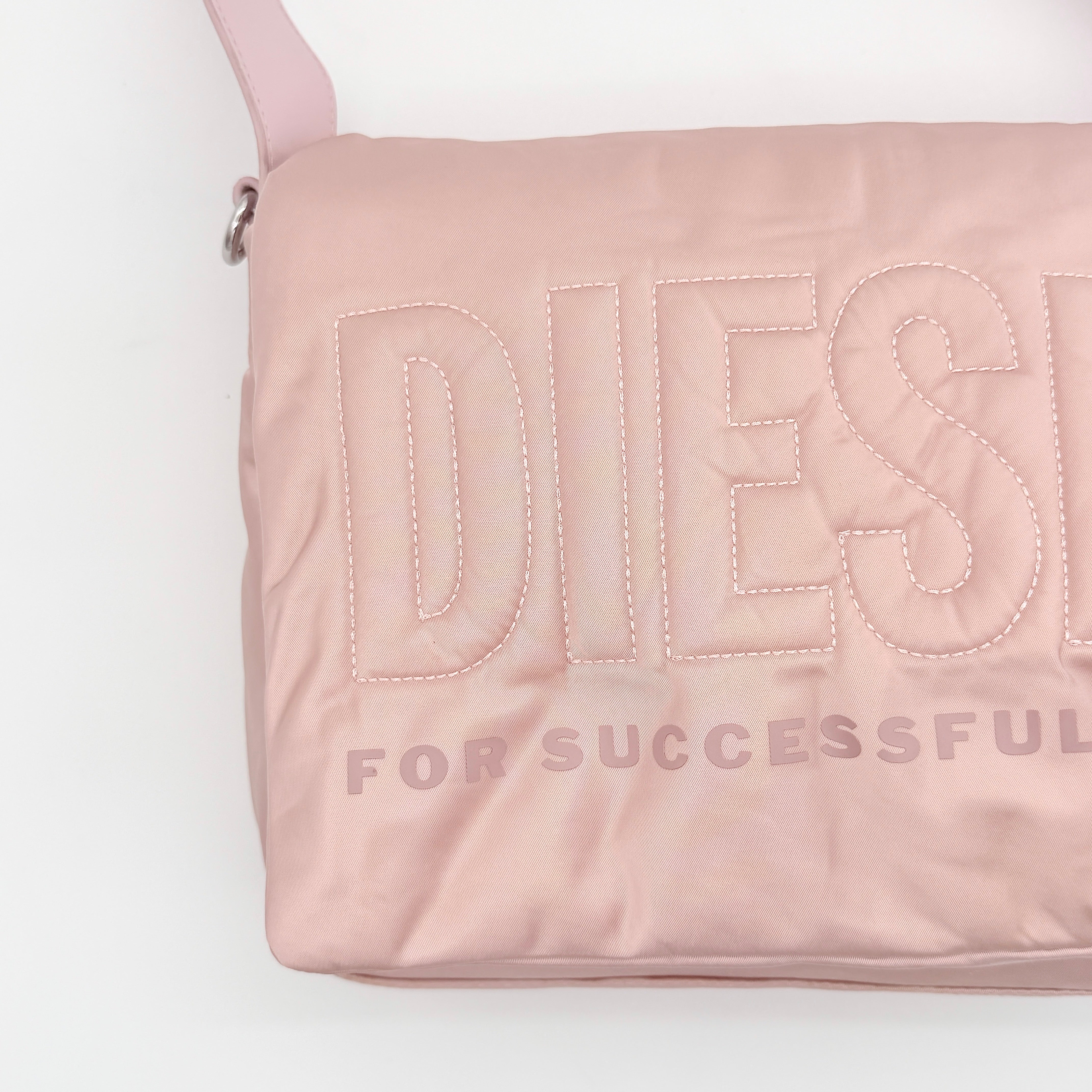Diesel 2Way Embroidered Padded Shoulder Bag Pink
