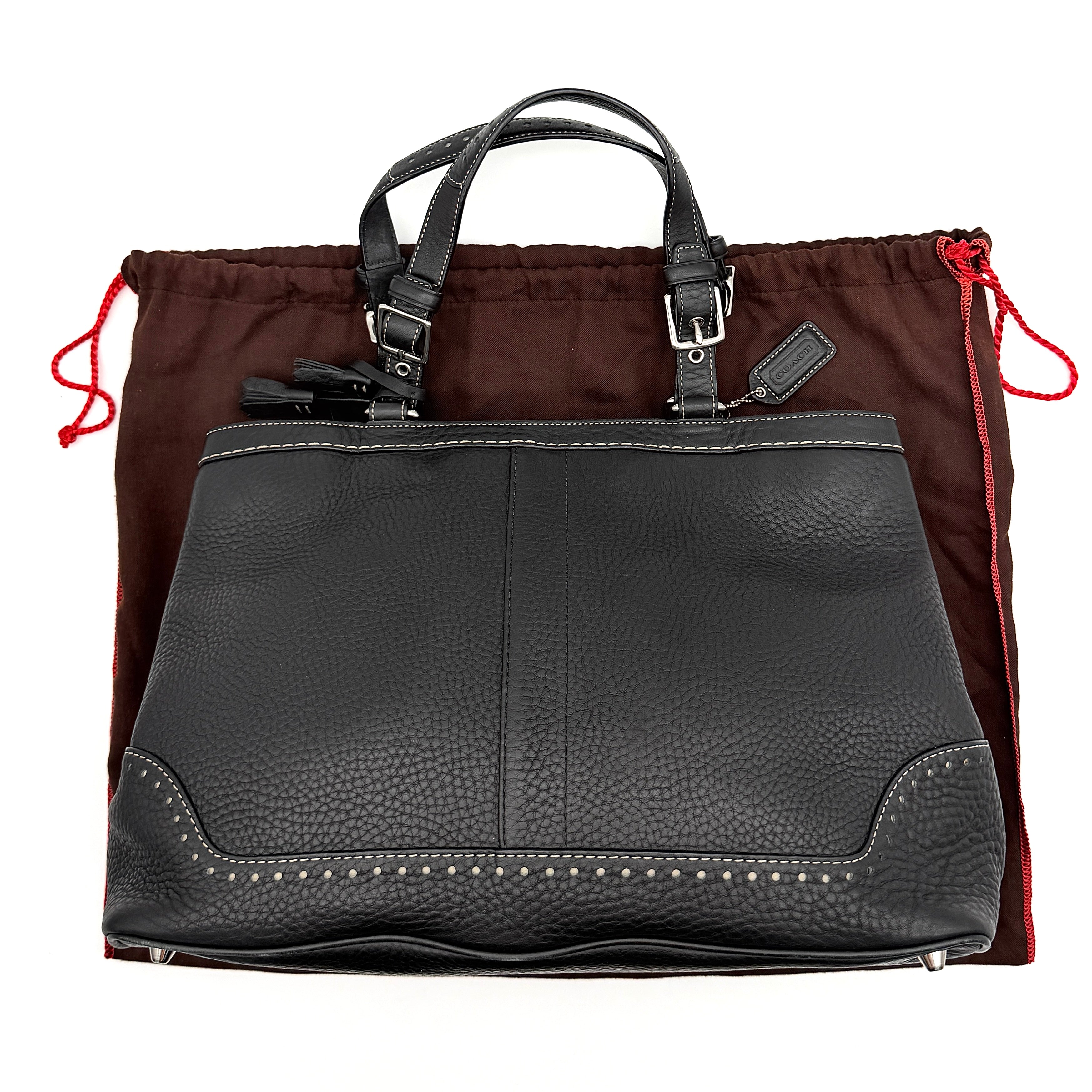 Coach Hampton Leather Tote Bag Black