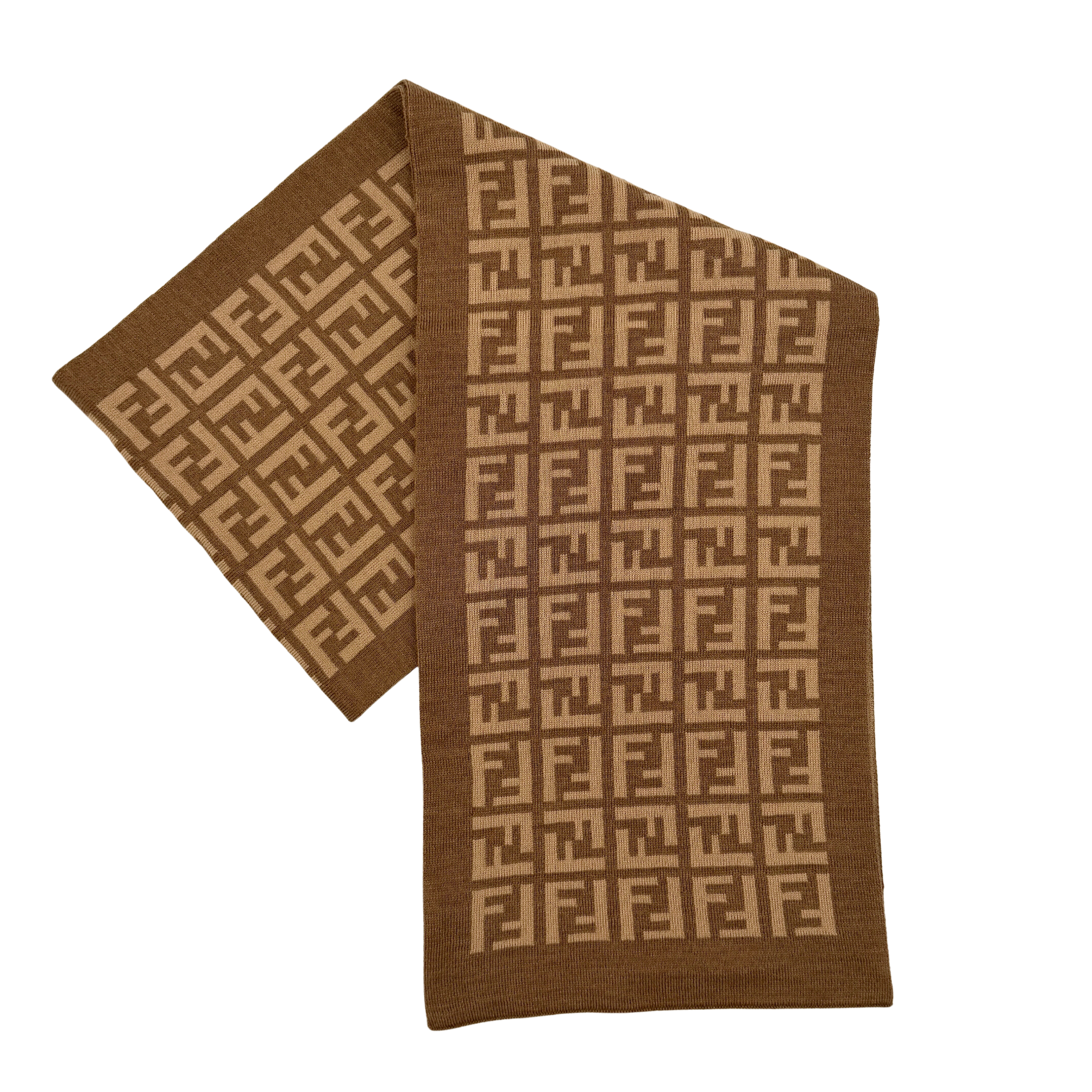 Fendi FF Wool Scarf Brown/Beige