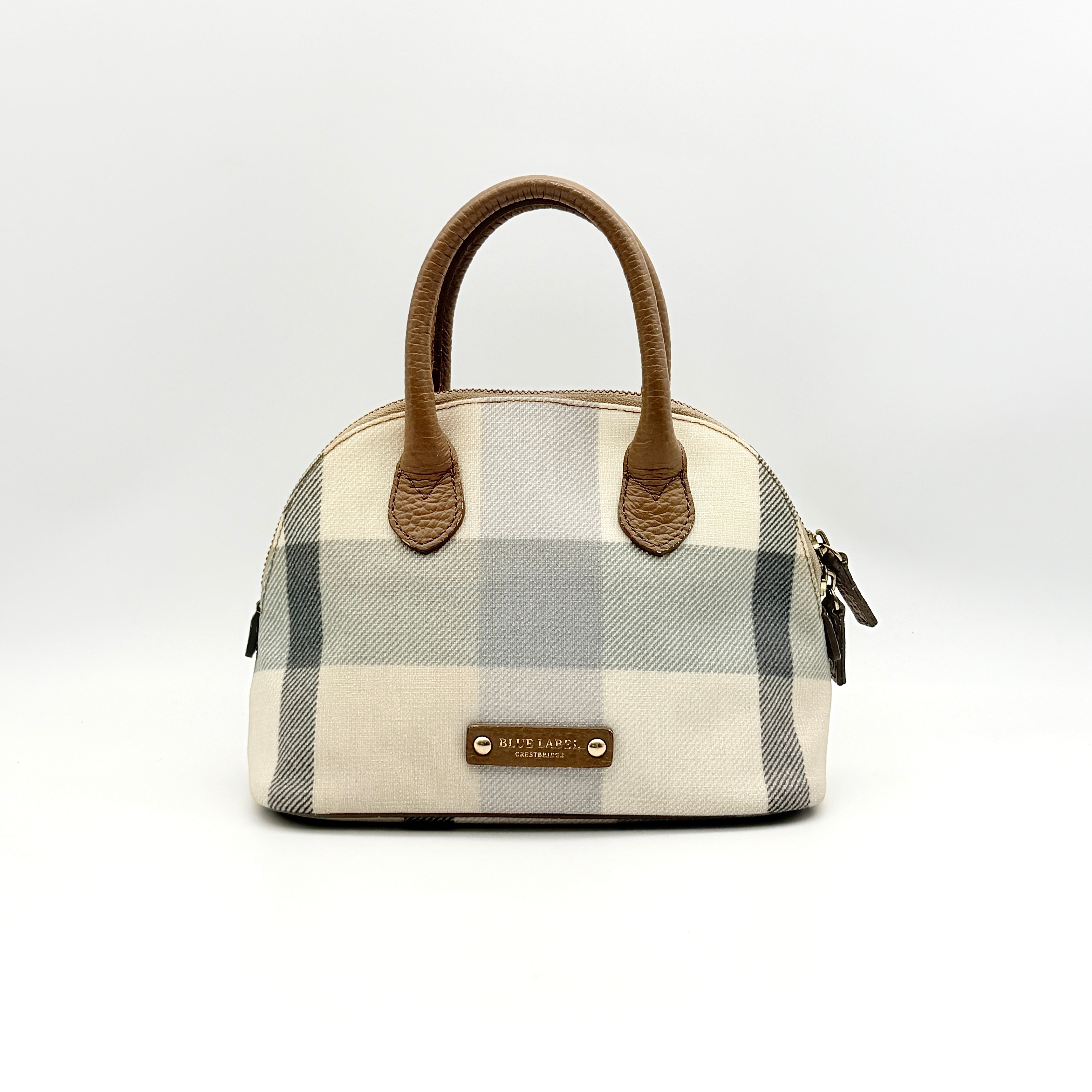 Burberry Blue Label 2Way Dome Check Shoulder Bag White/Brown