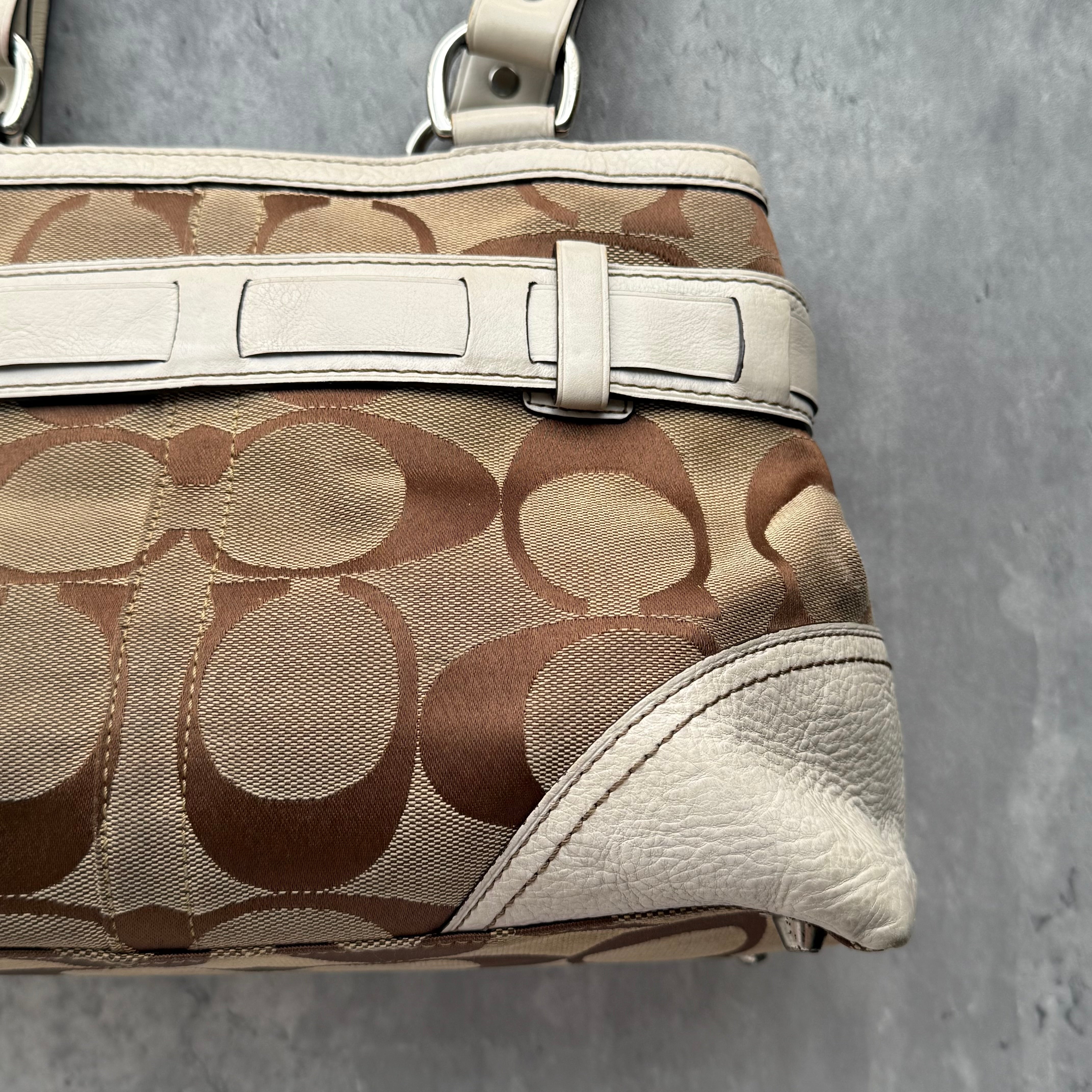 Coach Signature Sufflette Stripe Handbag Multicolor Brown