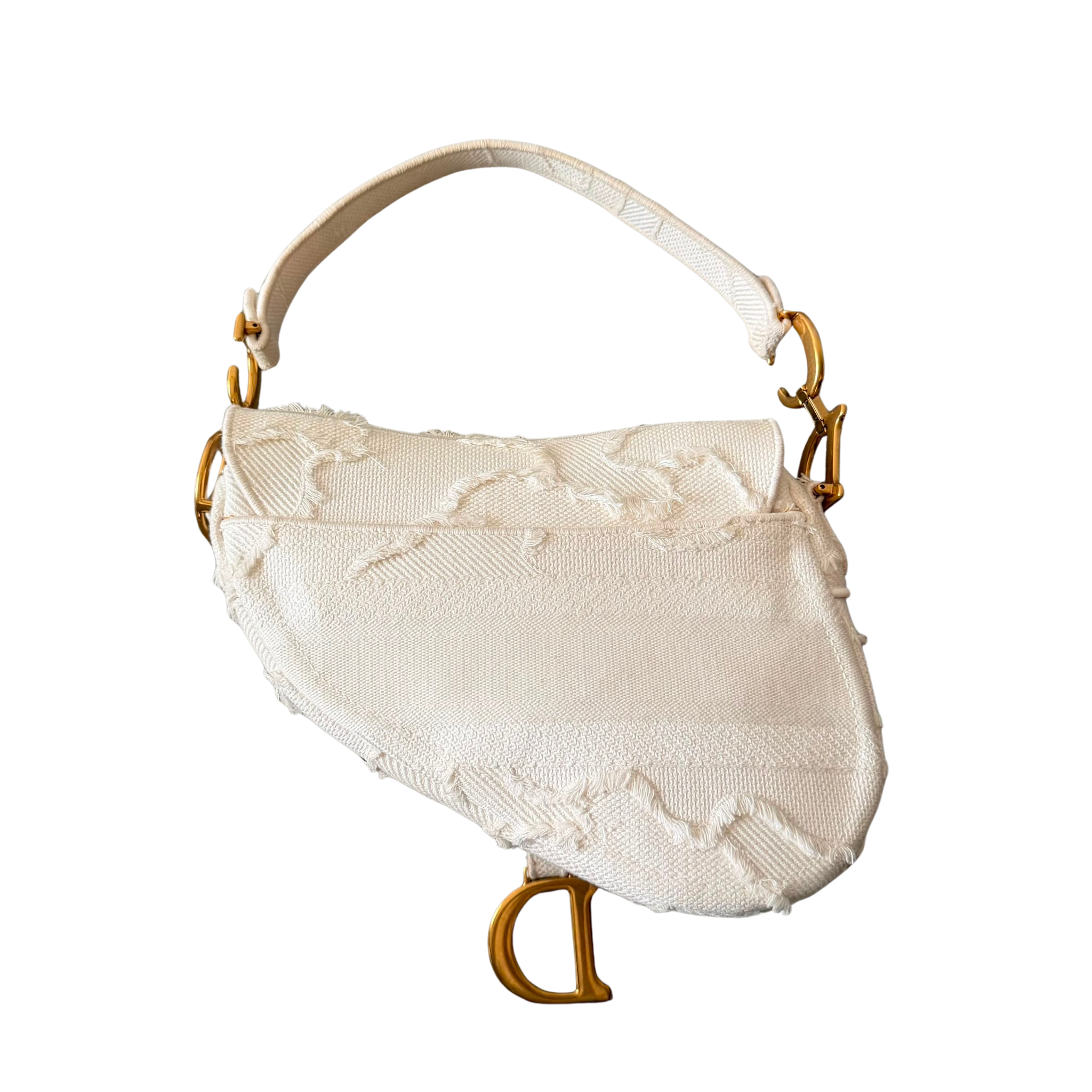 Christian Dior Medium Camouflage Embroidered Saddle Bag White