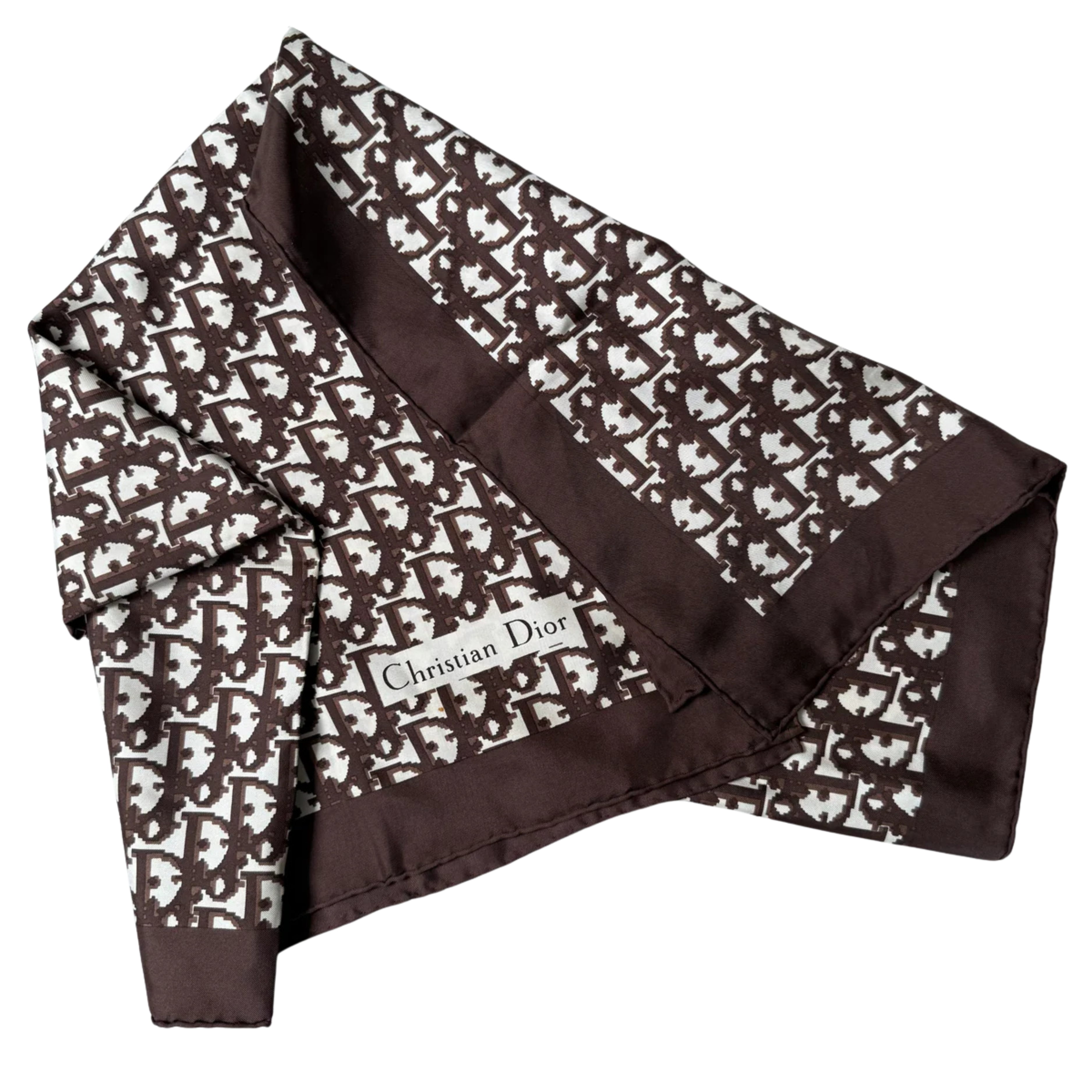 Dior Monogram Silk Scarf Brown