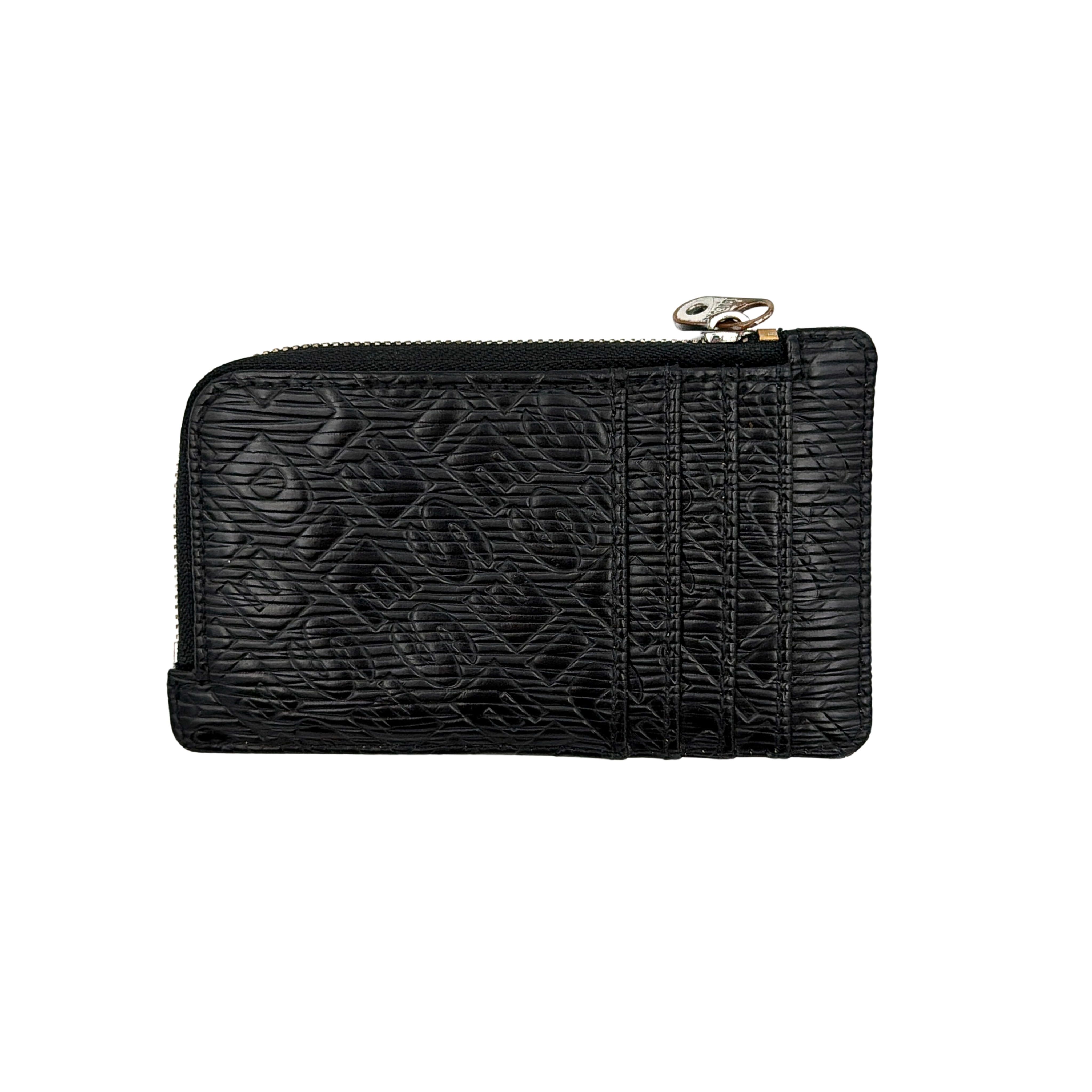 Diesel Logo Embossed Leather Cardholder Black