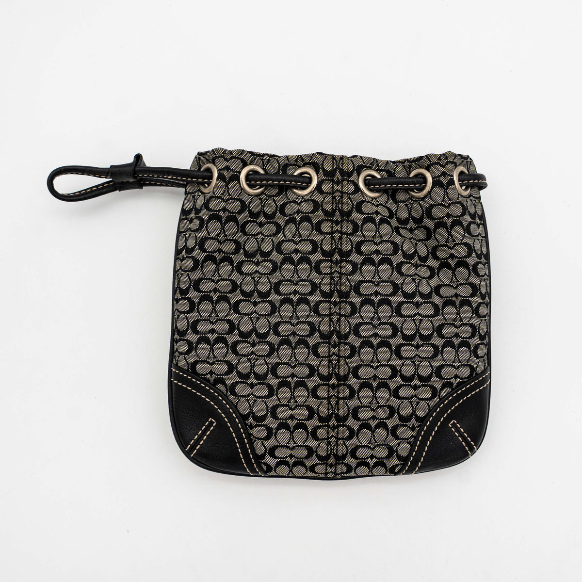 Coach Signature Drawstring Pouch Black/Grey