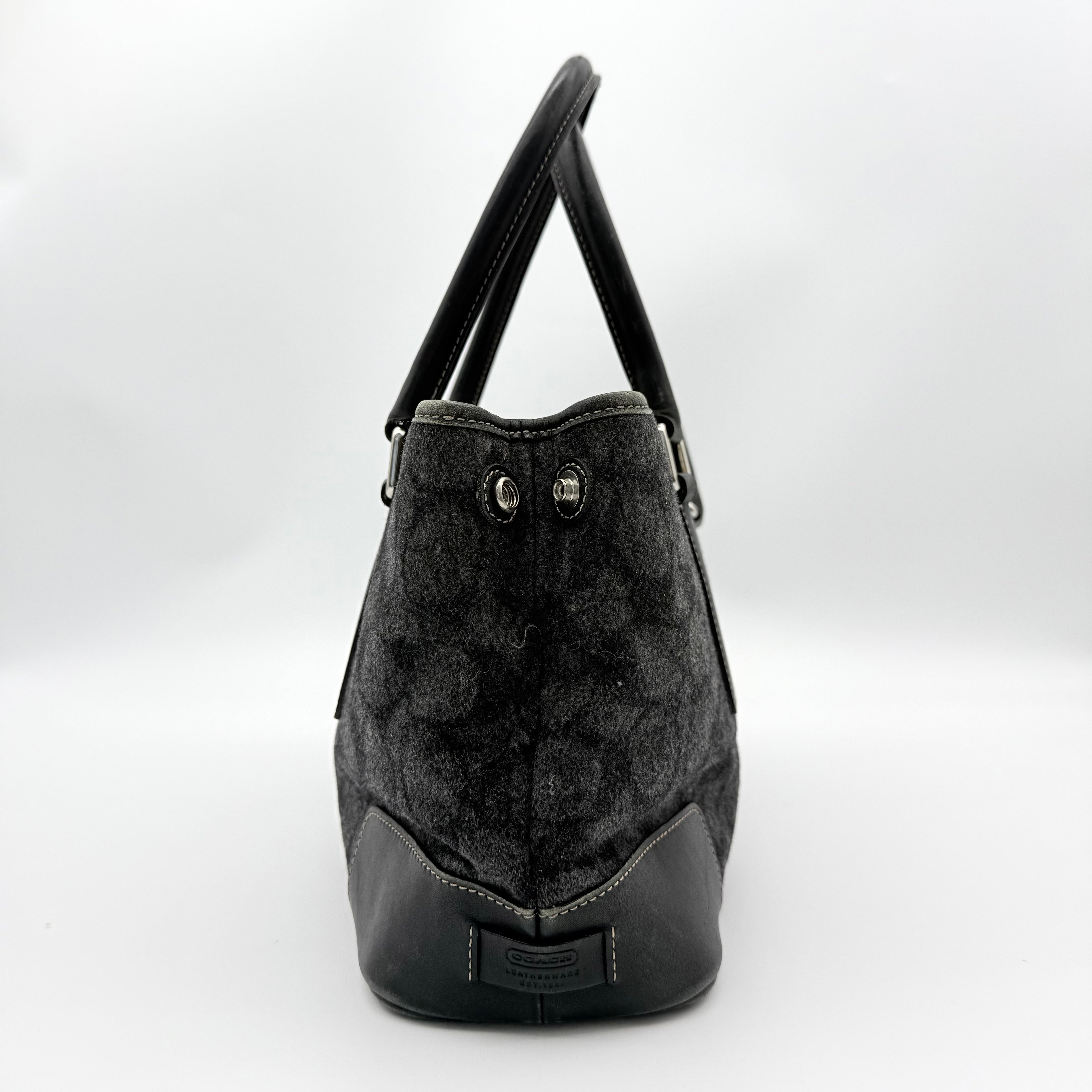 Coach Signature Canvas Wool Handbag Grey/Black