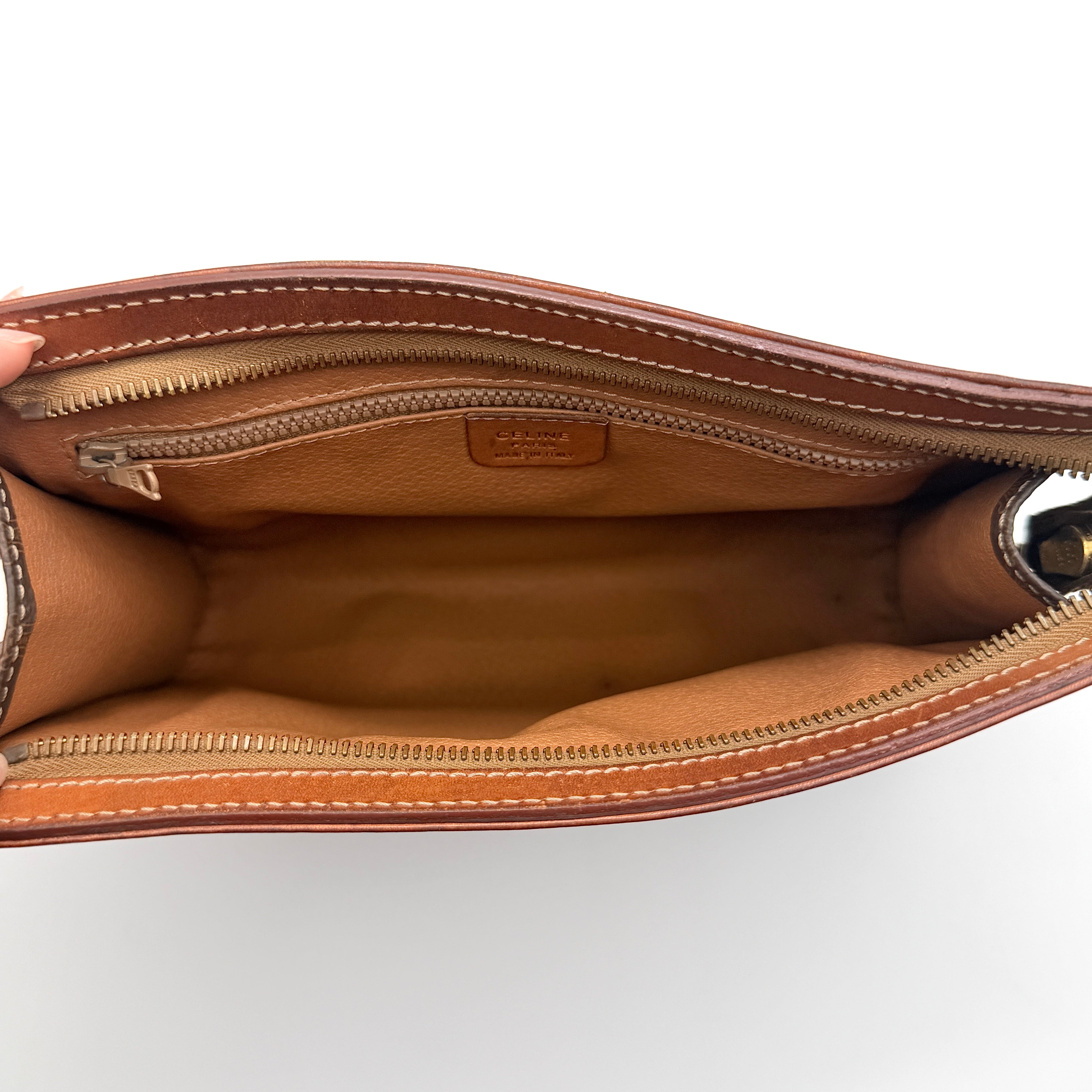 Celine Triomphe Macadam Clutch Bag Brown