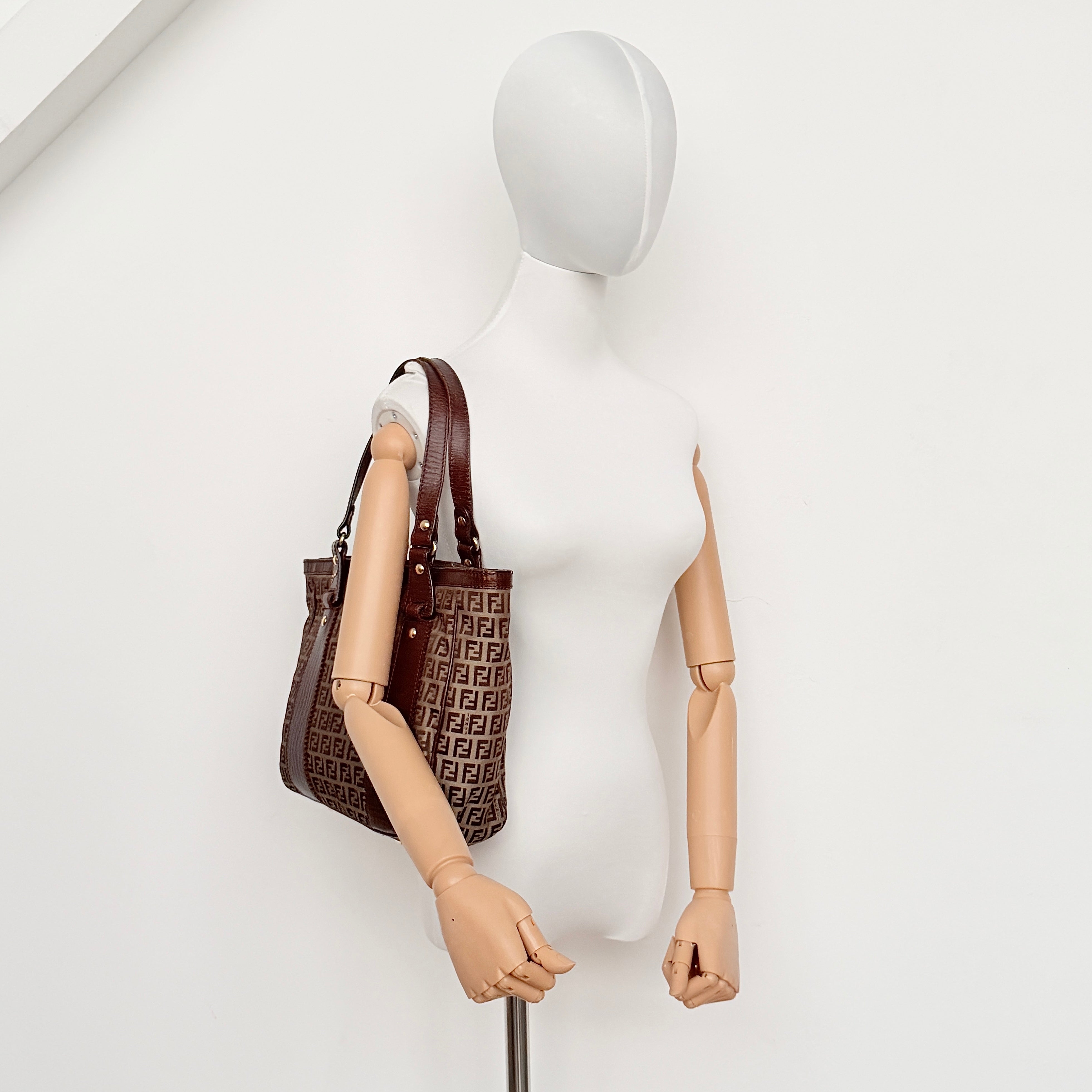Fendi FF Zuccchino Shoulder Bag Brown