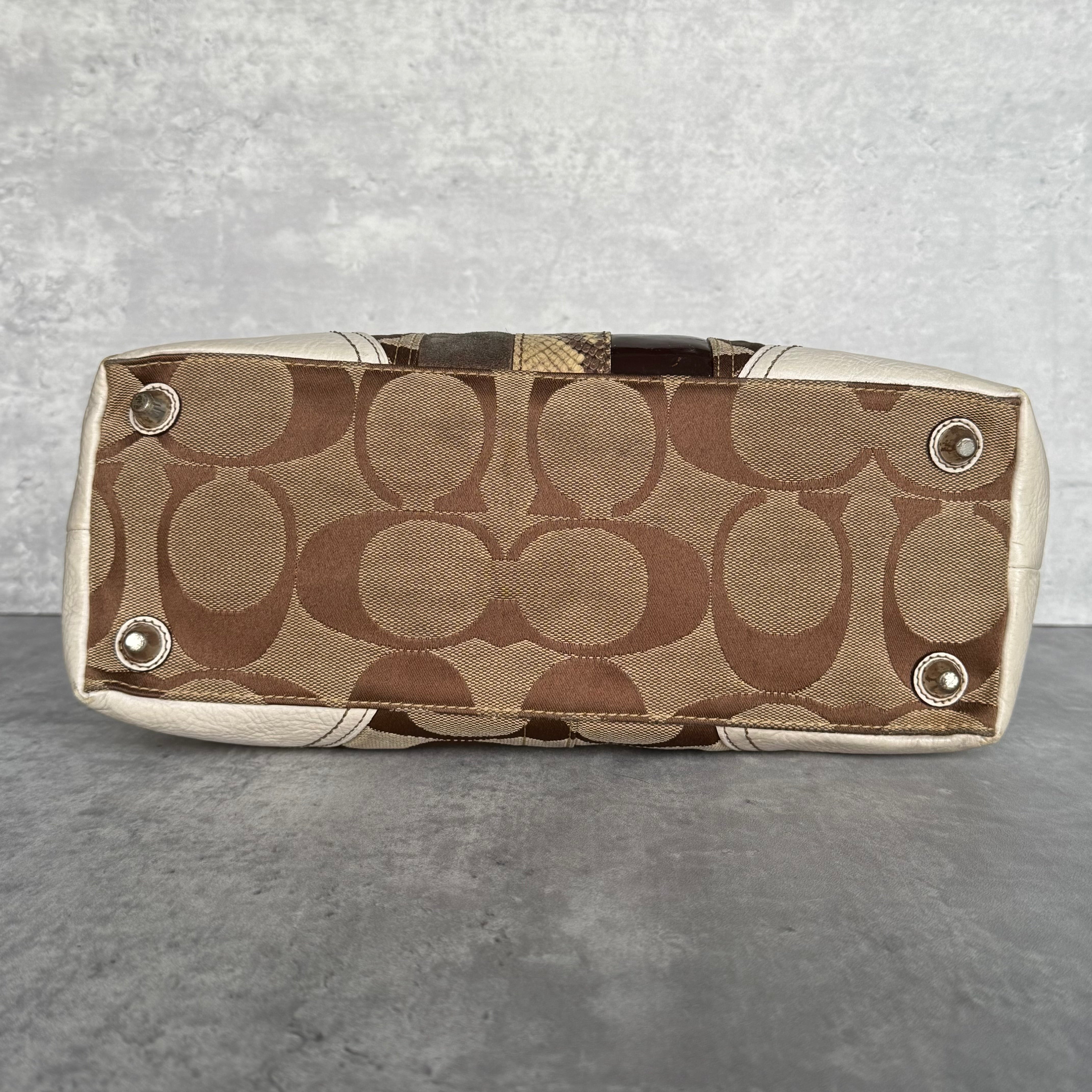 Coach Signature Sufflette Stripe Handbag Multicolor Brown