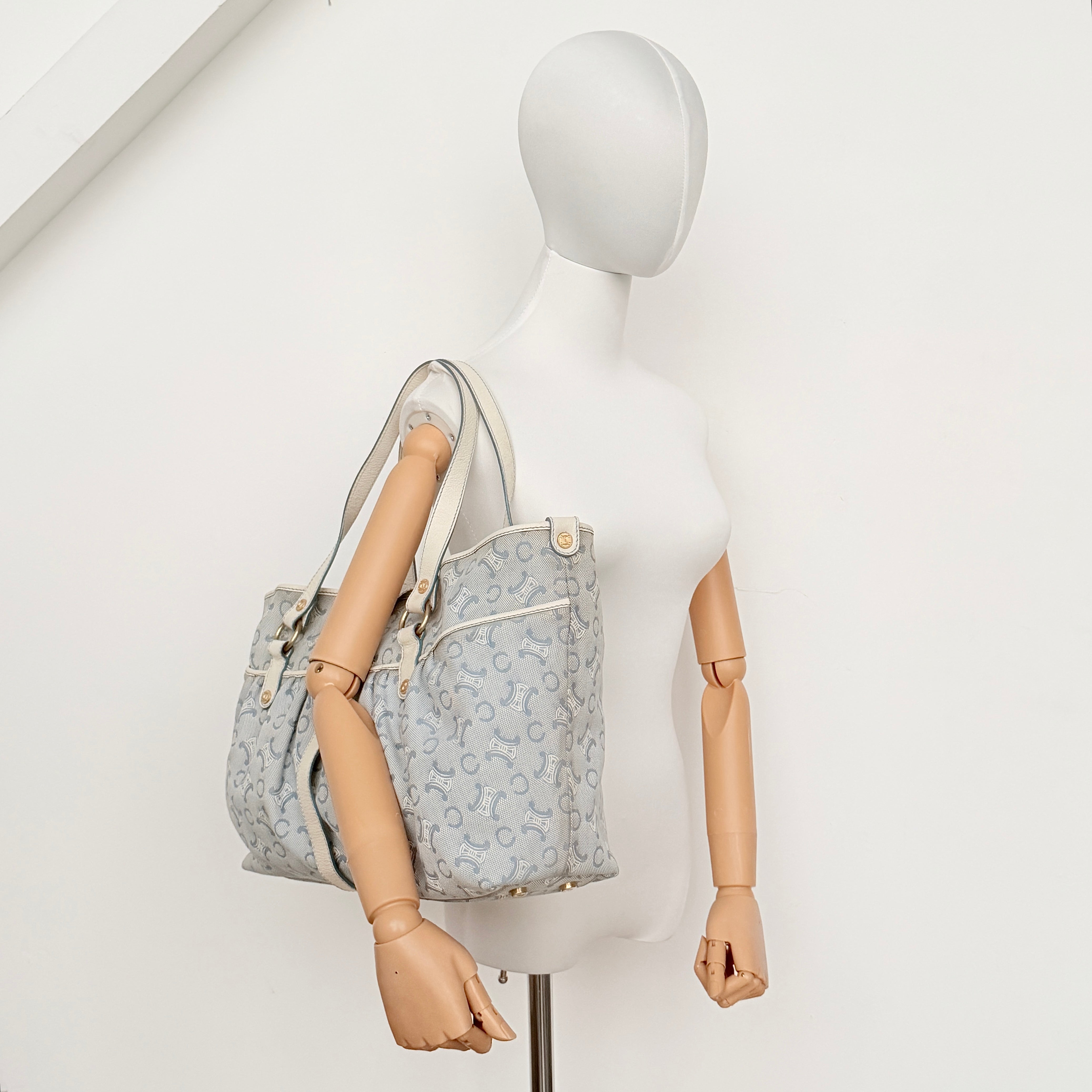 Celine C Macadam Shoulder Bag Blue/White